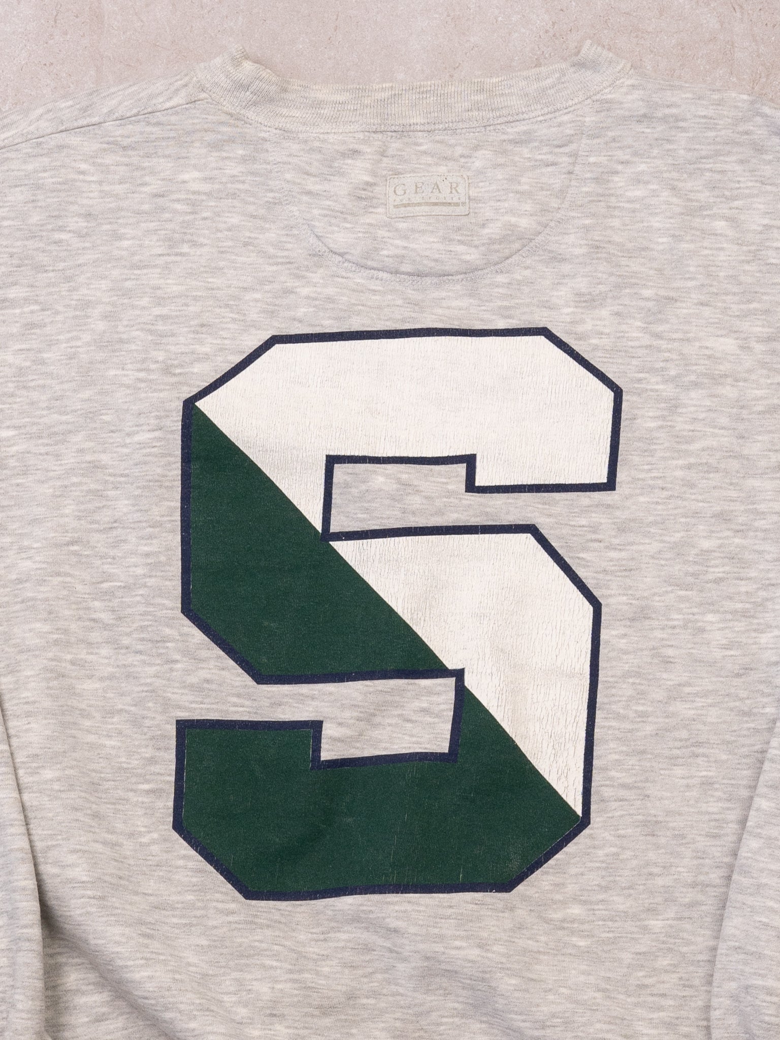 Vintage Grey + Green Michigan State 'S' Crewneck (L) - Image 4