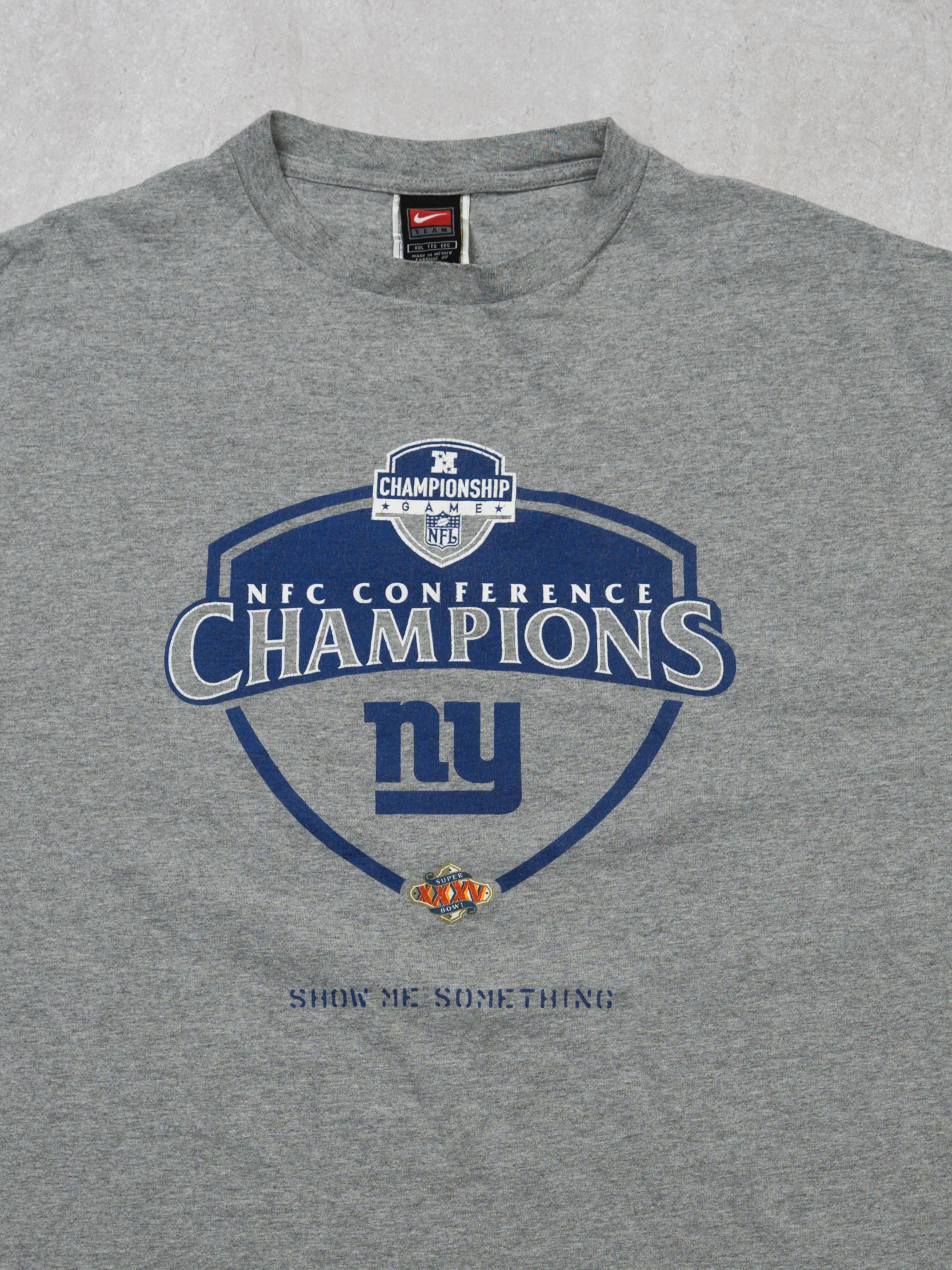 Vintage '01 Grey Nike NY Giants NFC Conference Champ Tee (XL) - Image 2