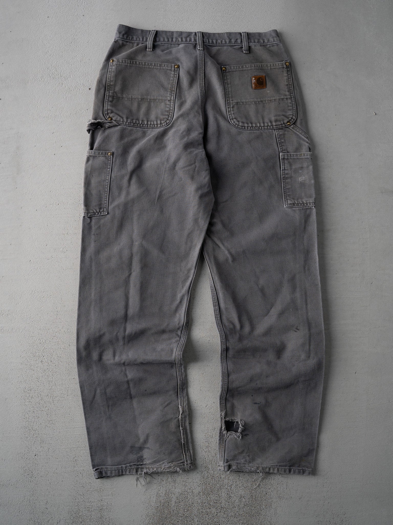 Vintage Grey Rugged Carhartt Double Knee Pants (32 x 32) - Image 4