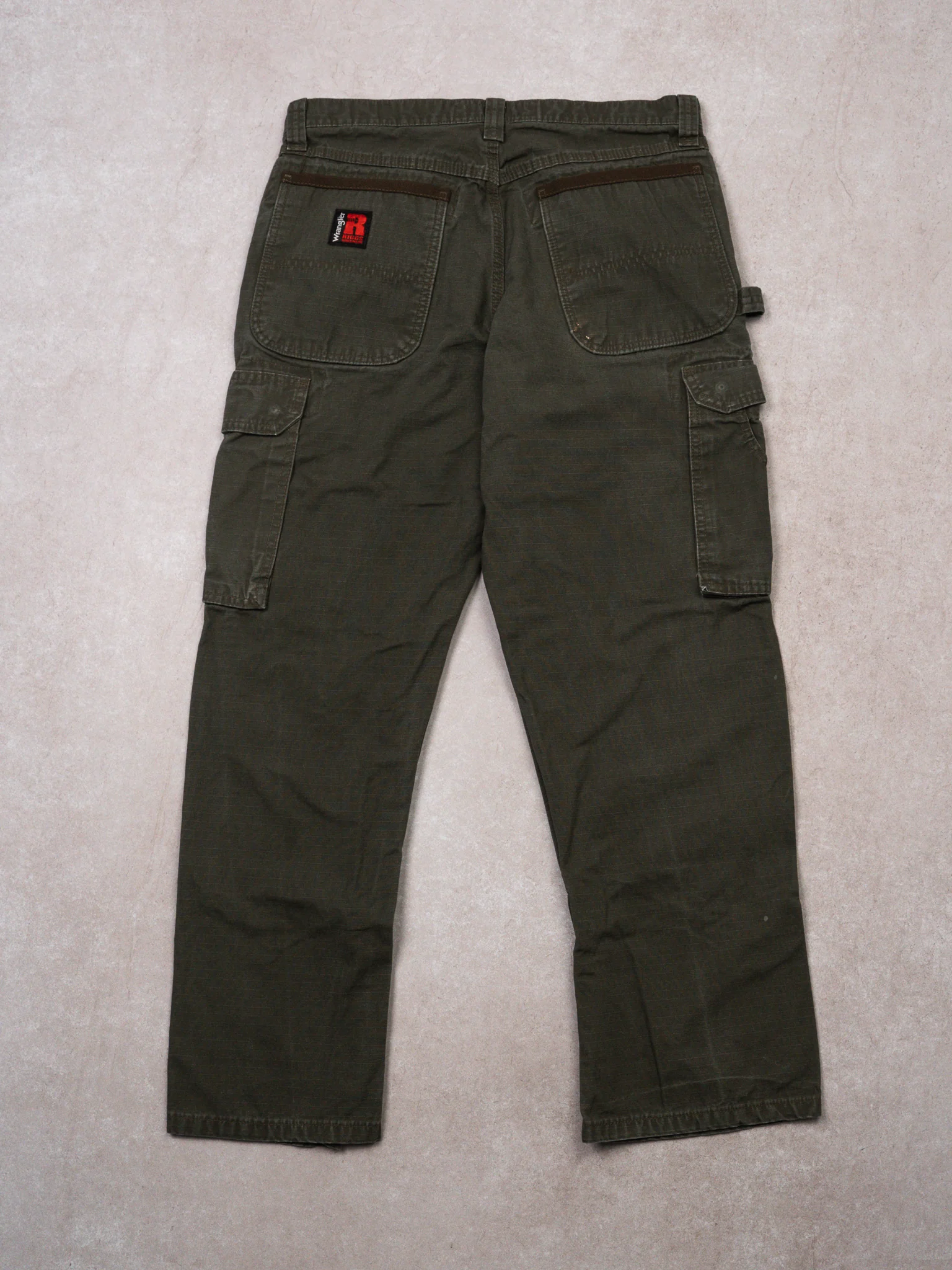 Vintage Moss Green Wrangler Riggs Workwear Cargo Pants (32 x 30) - Image 3
