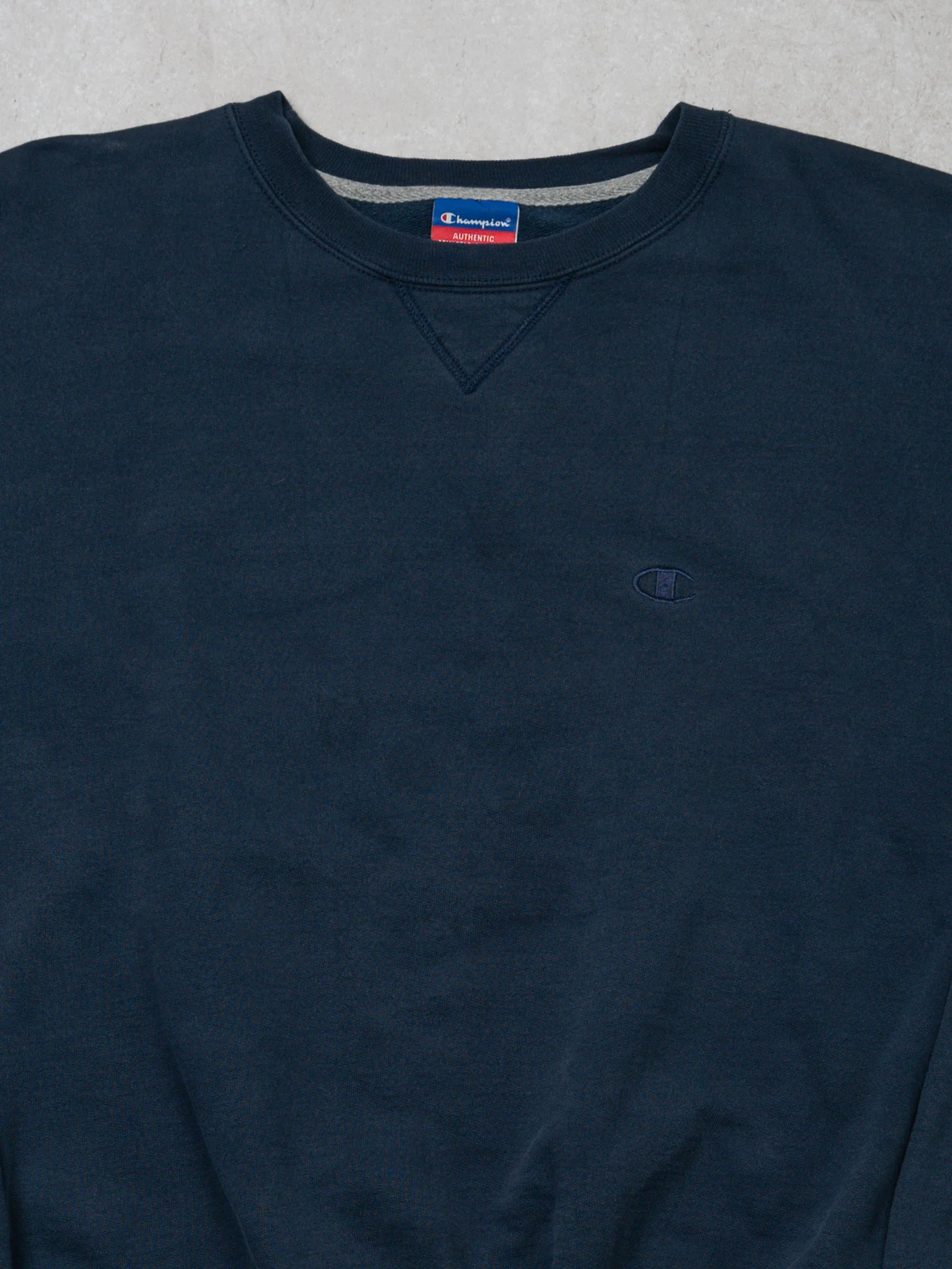 Vintage 00s Navy Blue Champion 'C' Logo Crewneck (XL) - Image 2