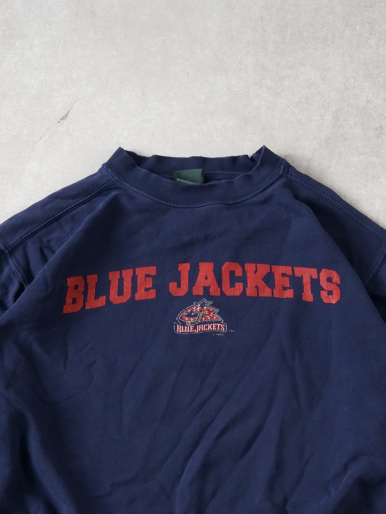 Vintage Navy Blue Rugged Columbus Blue Jackets Crewneck (L) - Image 2