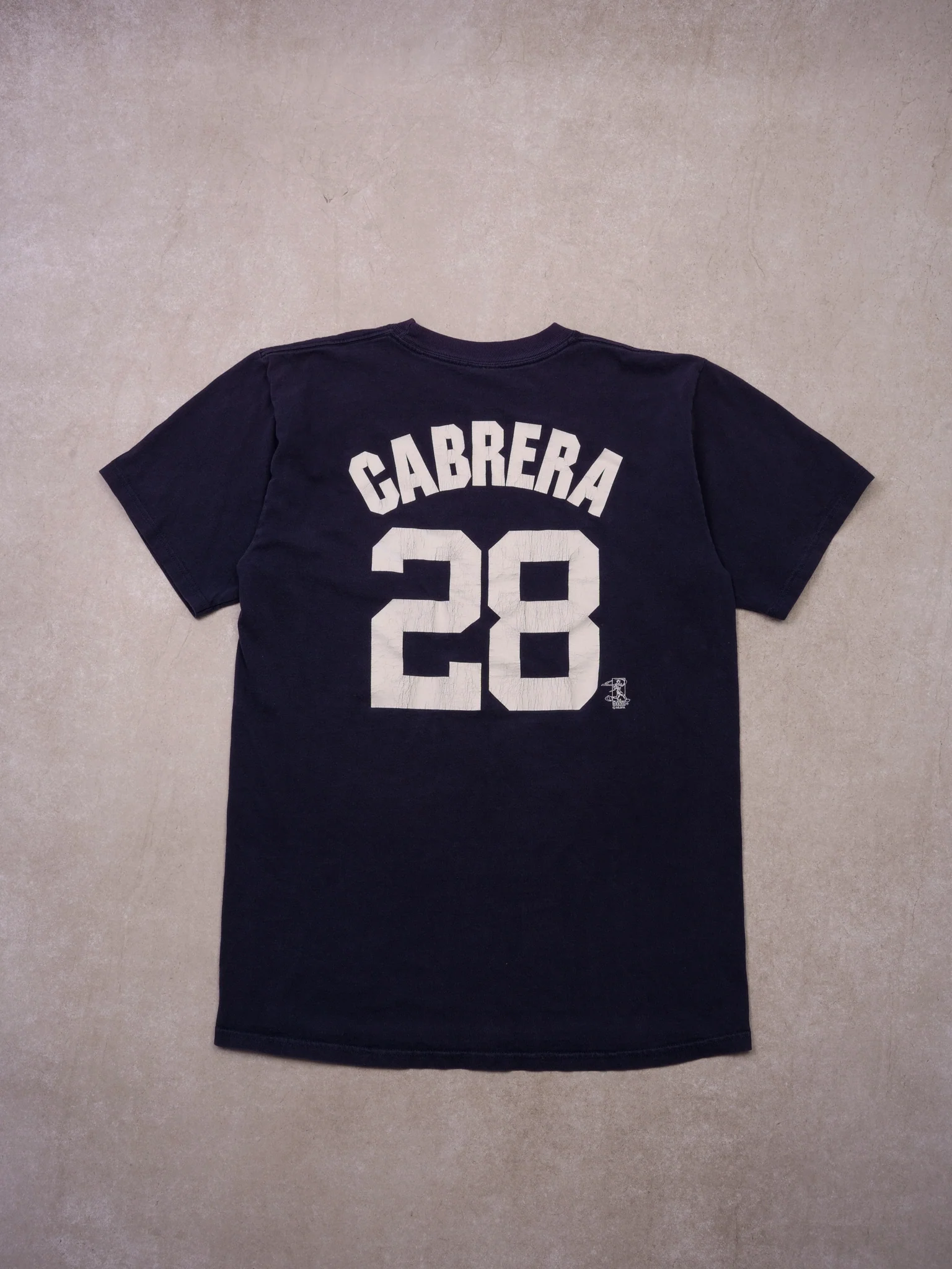 Vintage Navy Blue New York Yankees #28 Cabrera Majestic Tee (M) - Image 2