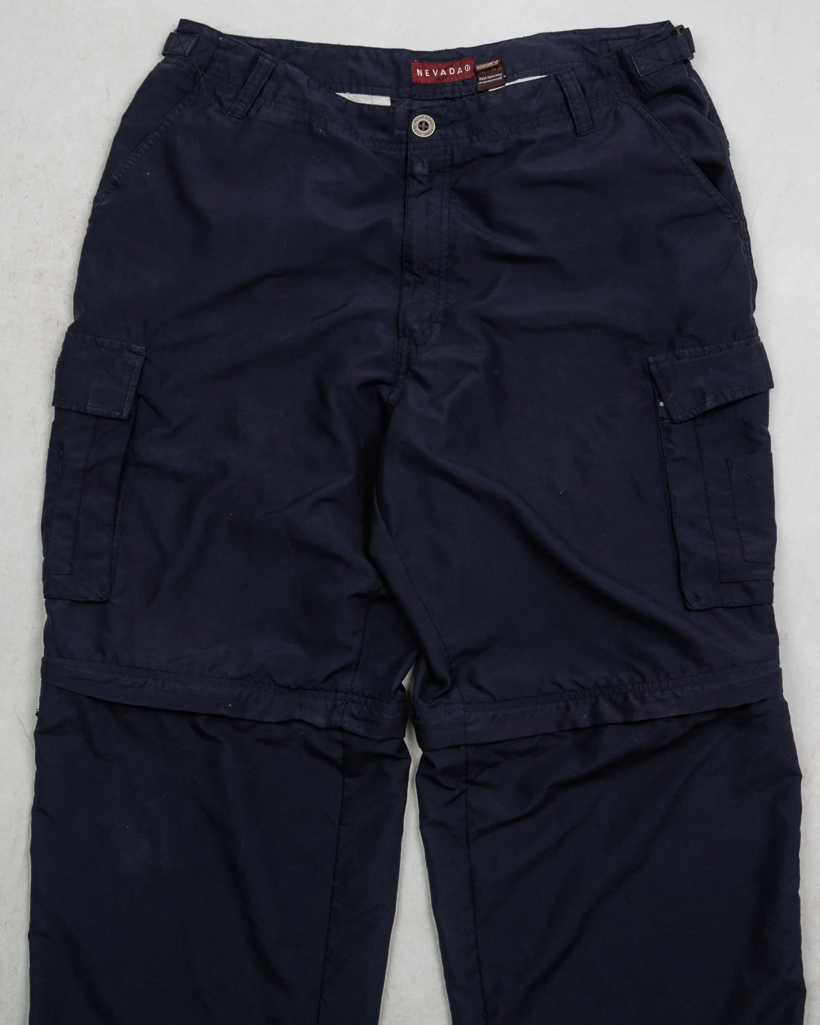 Vintage Navy Blue Windbreaker Cargo Shorts + Pants ( 38 x 32) - Image 2