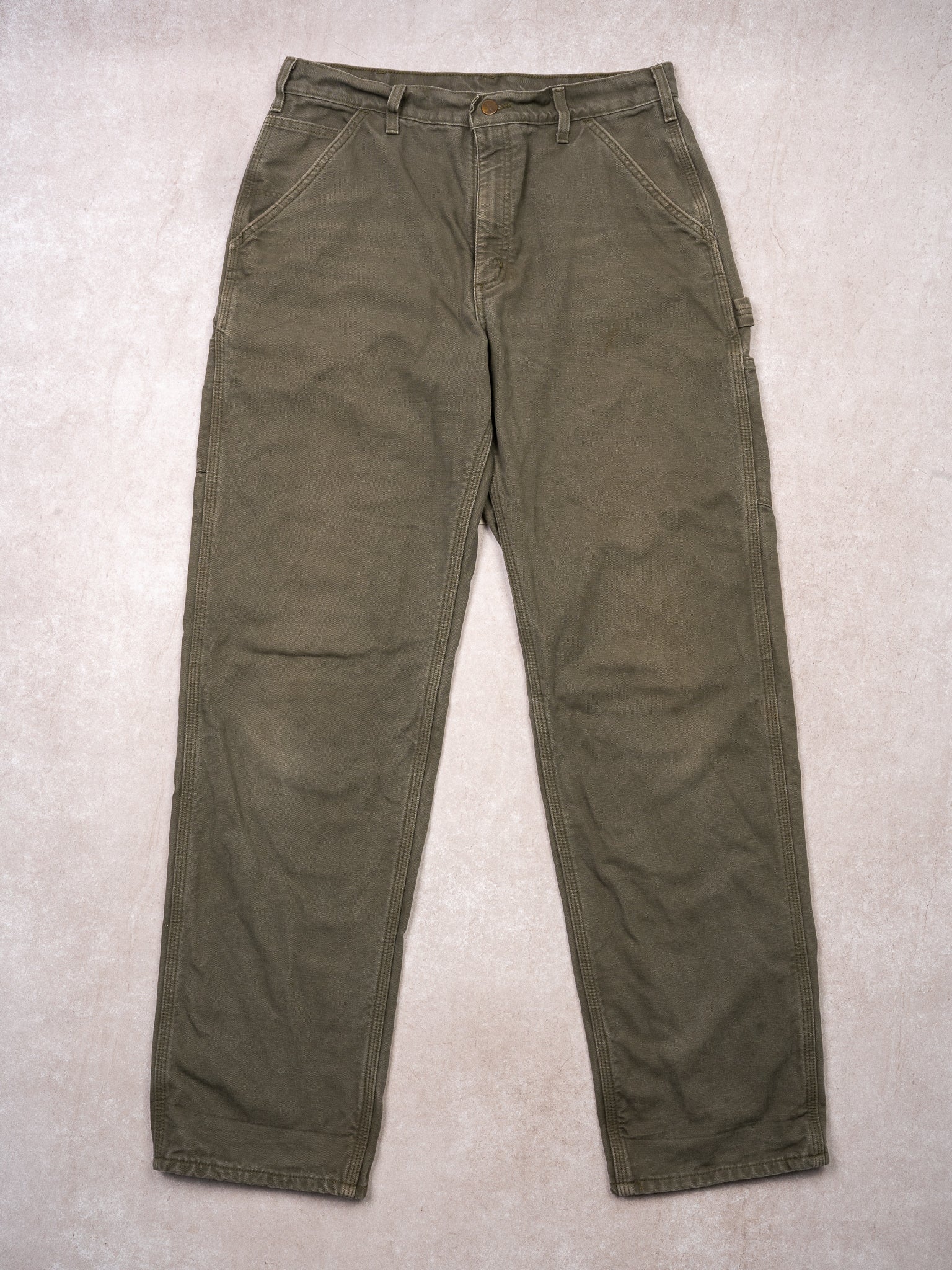 Vintage Olive Green Carhartt Dungaree Fit Cargo Pants (34 x 34)