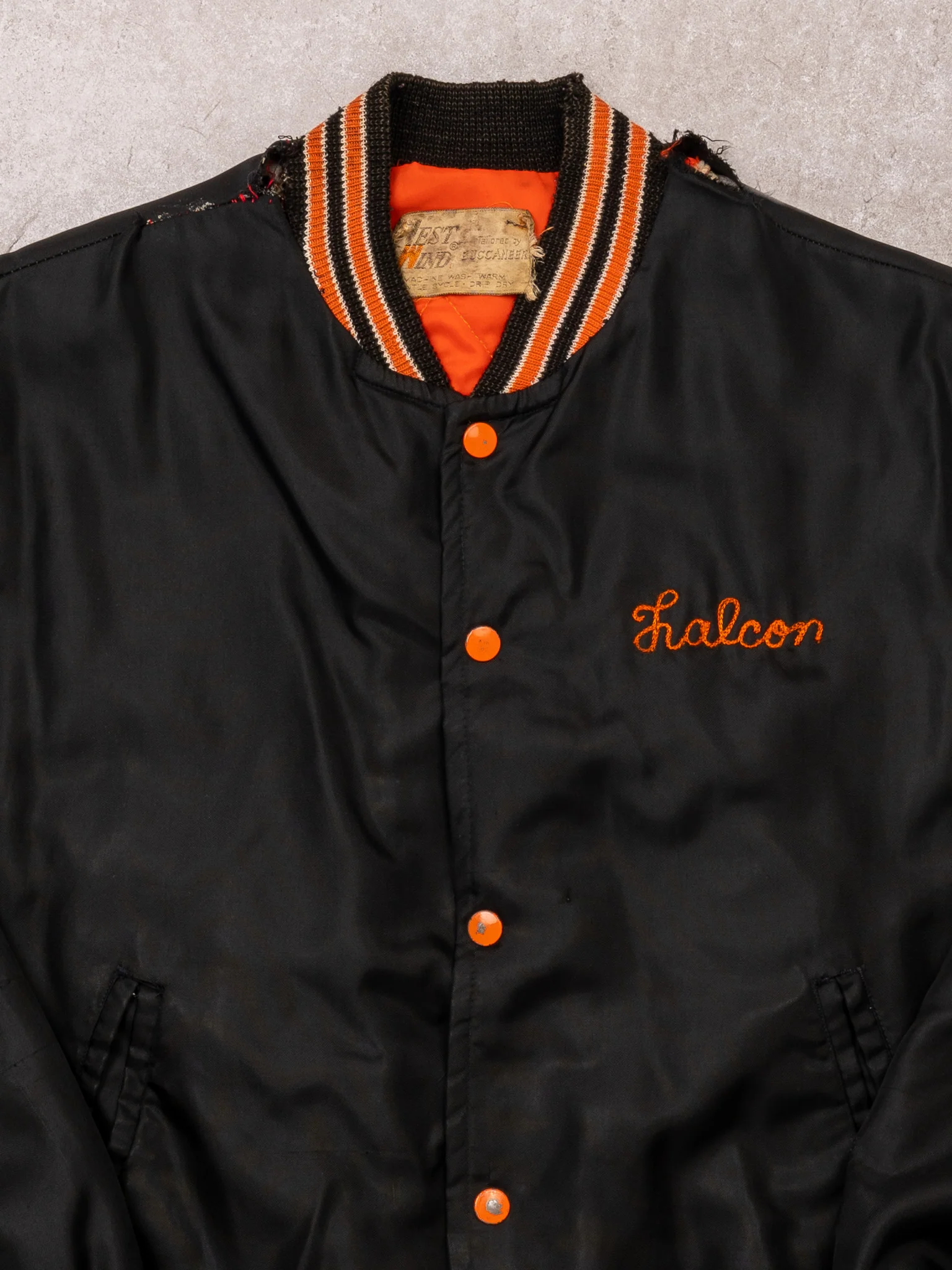 Vintage Rugged Black + Orange On the Move Satin Bomber (M/L) - Image 2