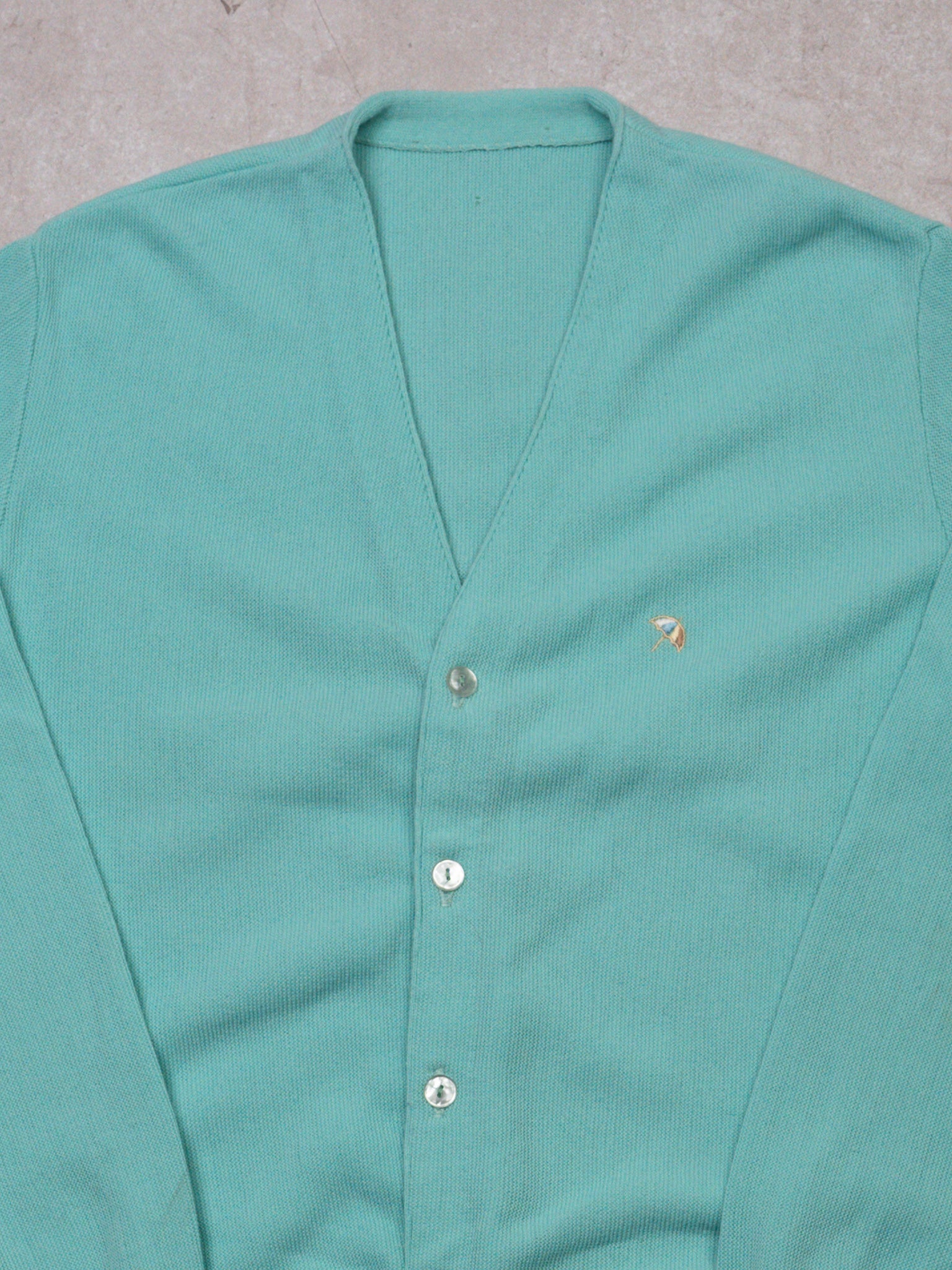 Vintage Tiffany Blue Arnold Palmer Knit Cardigan (M) - Image 2