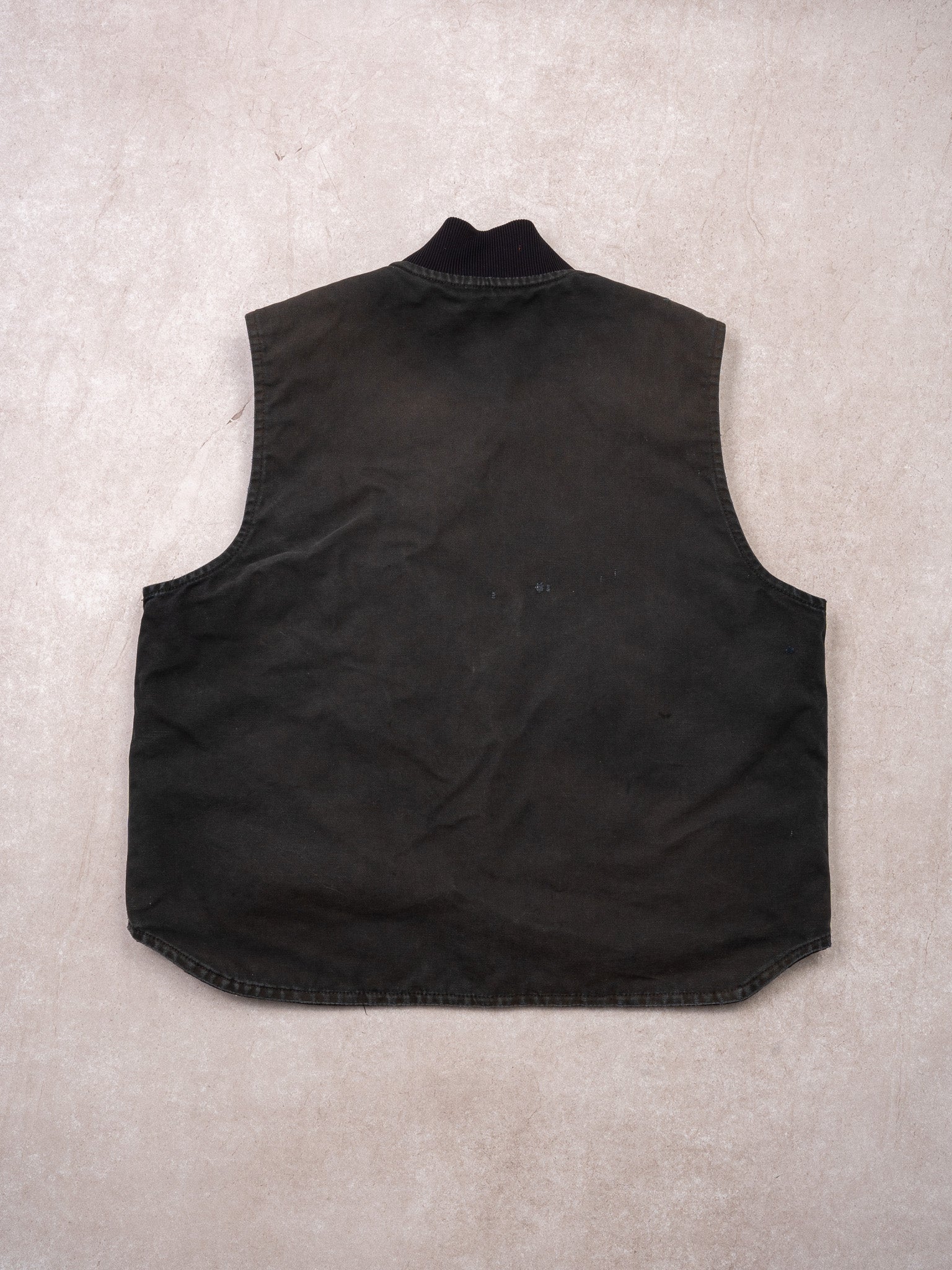 Vintage Washed Black Carhartt Insulated Duck Vest (L/XL) - Image 4