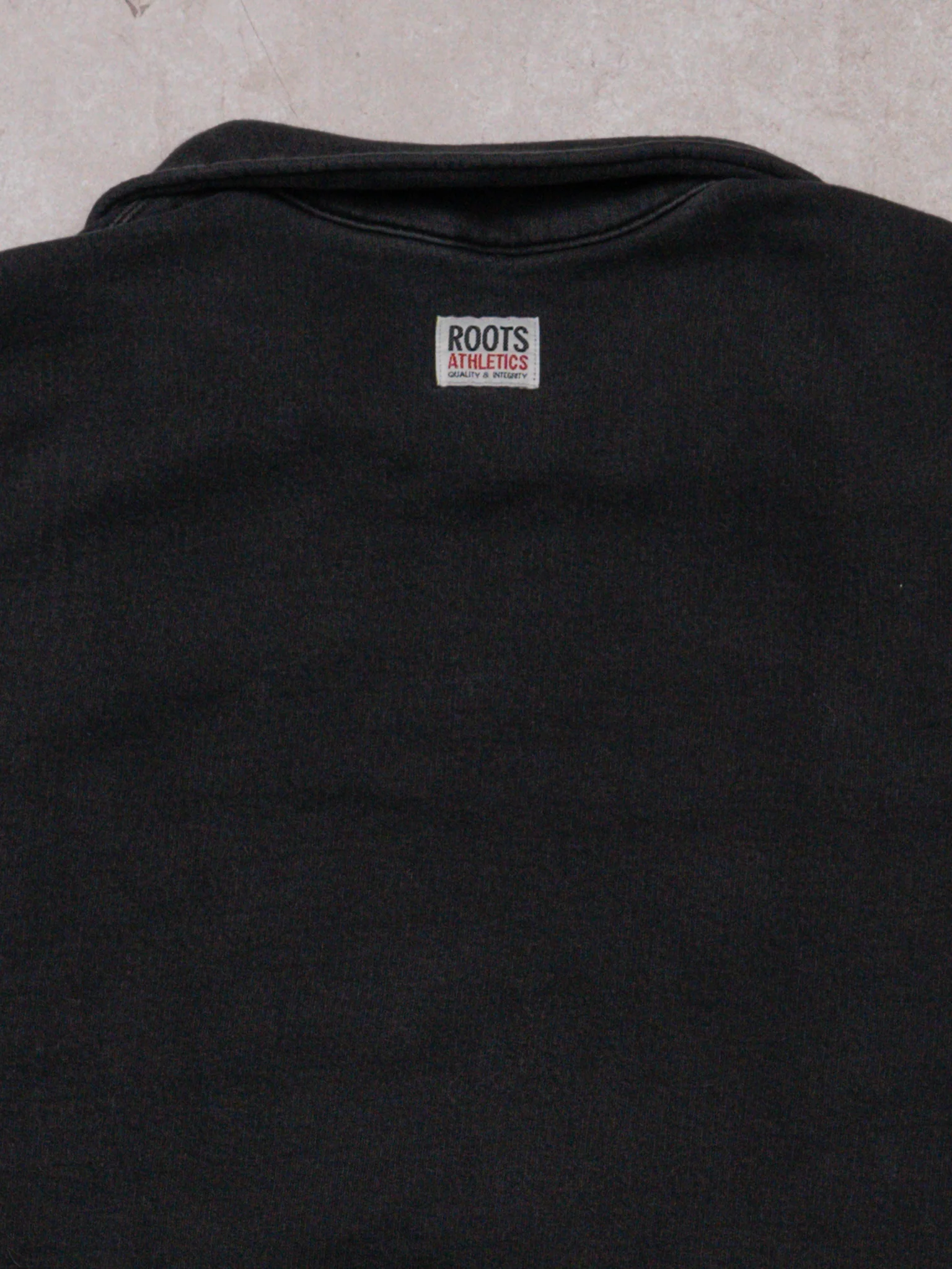 Vintage Washed Black Roots Canada 1/4 Zip Sweater (XL) - Image 4