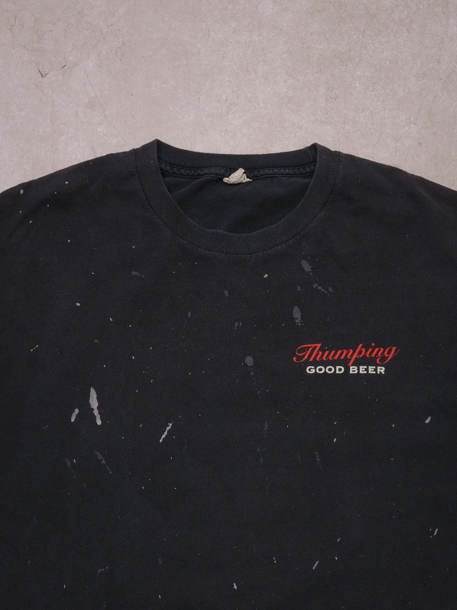 Vintage Washed Black "Thumping Good Beer" Tee (L) - Image 3