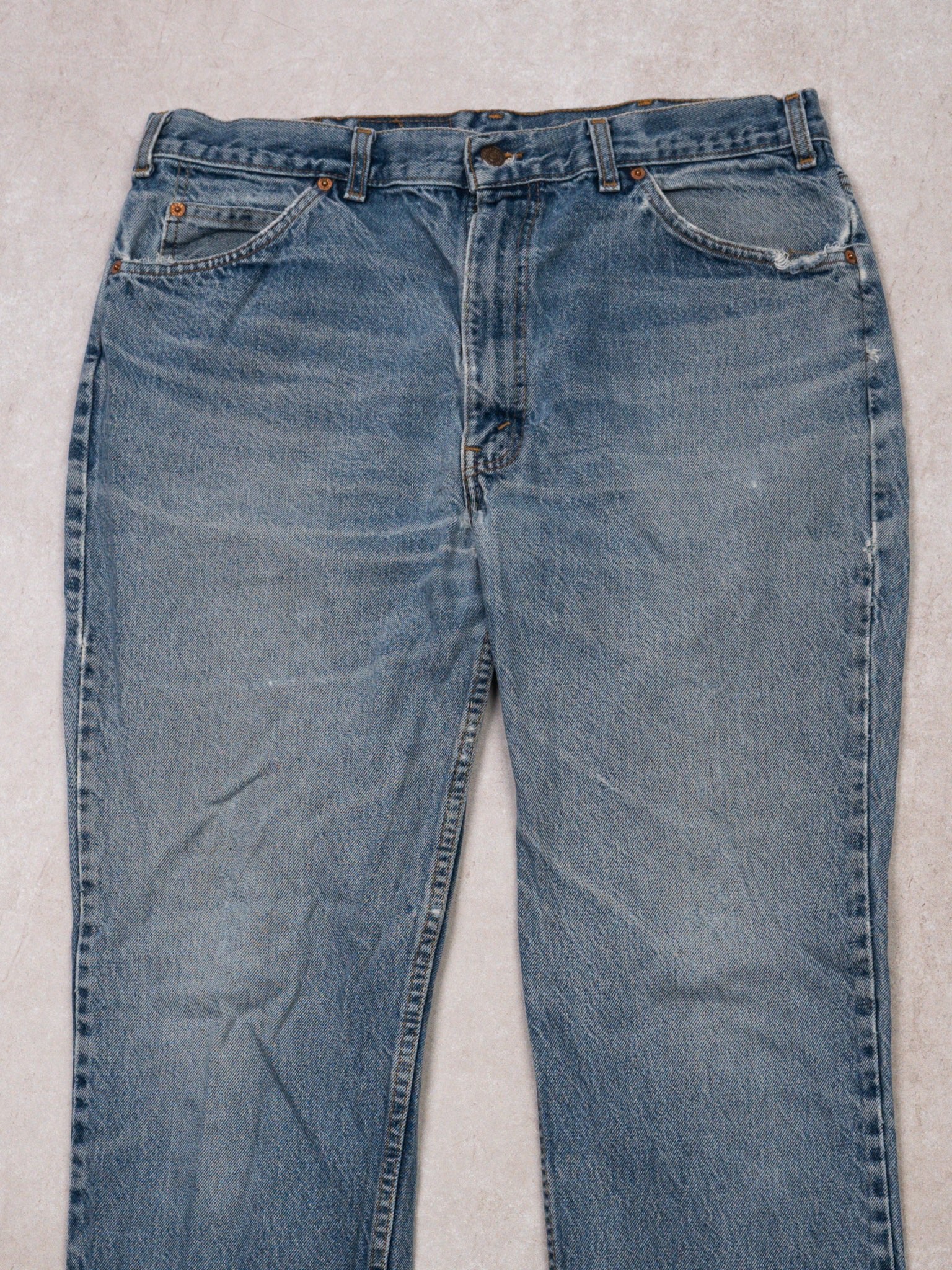 Vintage Washed Blue 1980s Levi Orange Tab Jeans (36 x 32) - Image 2
