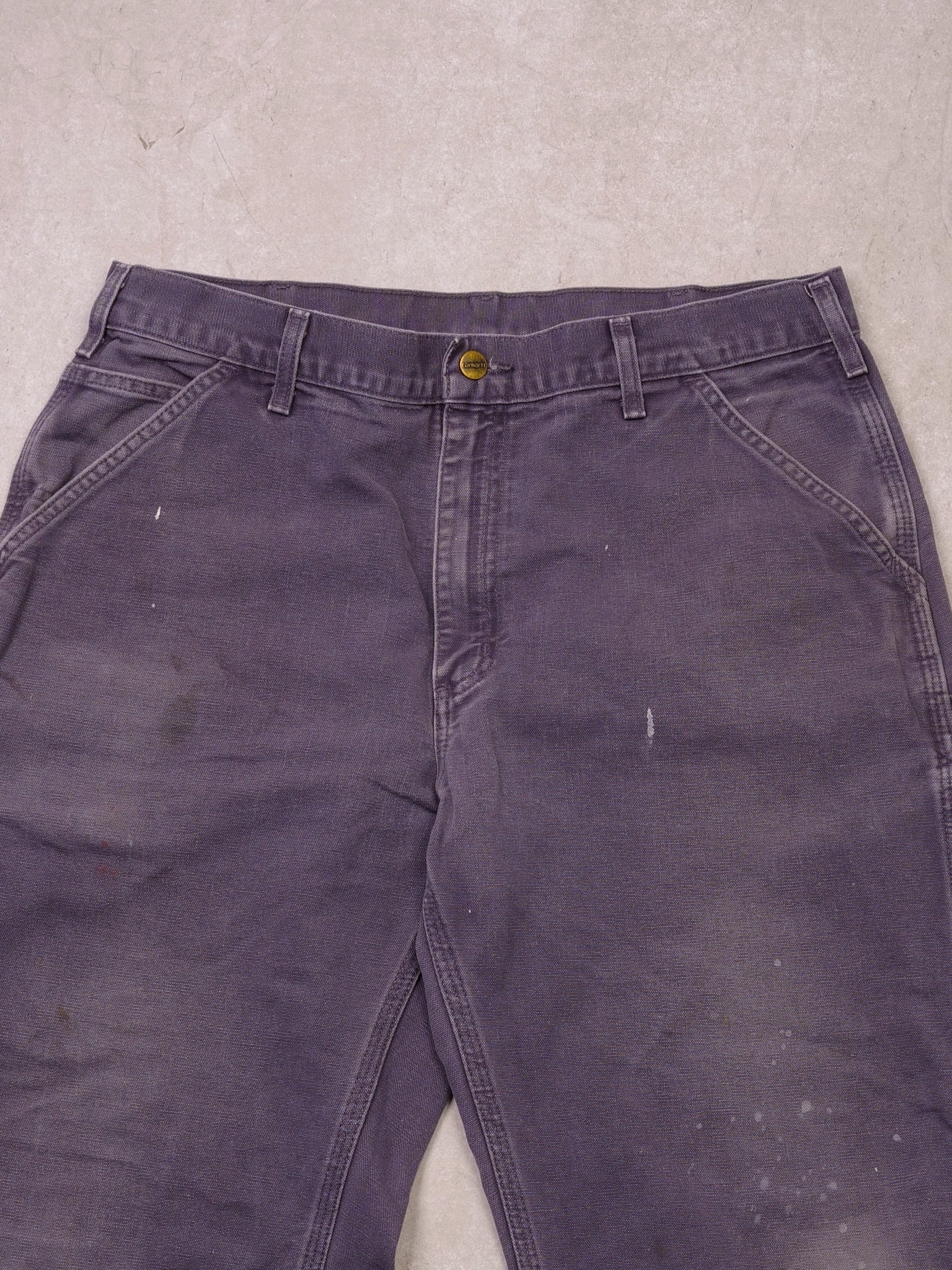 Vintage Washed Blue Carhartt Original Fit Dungeree Carpenter Pants (34x27) - Image 3