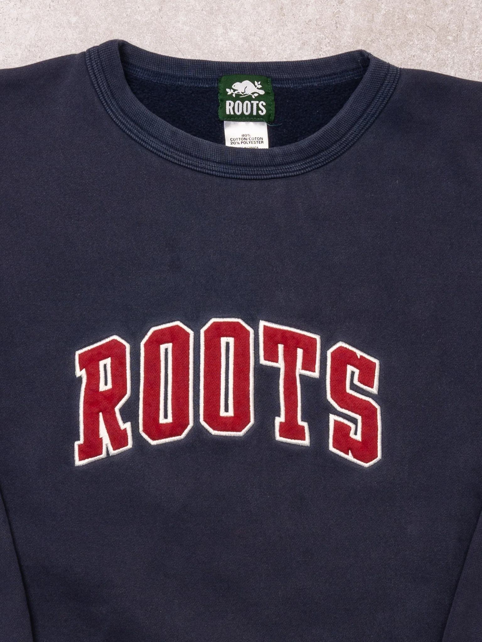 Vintaged Washed Blue + Red Roots Crewneck (XL) - Image 2