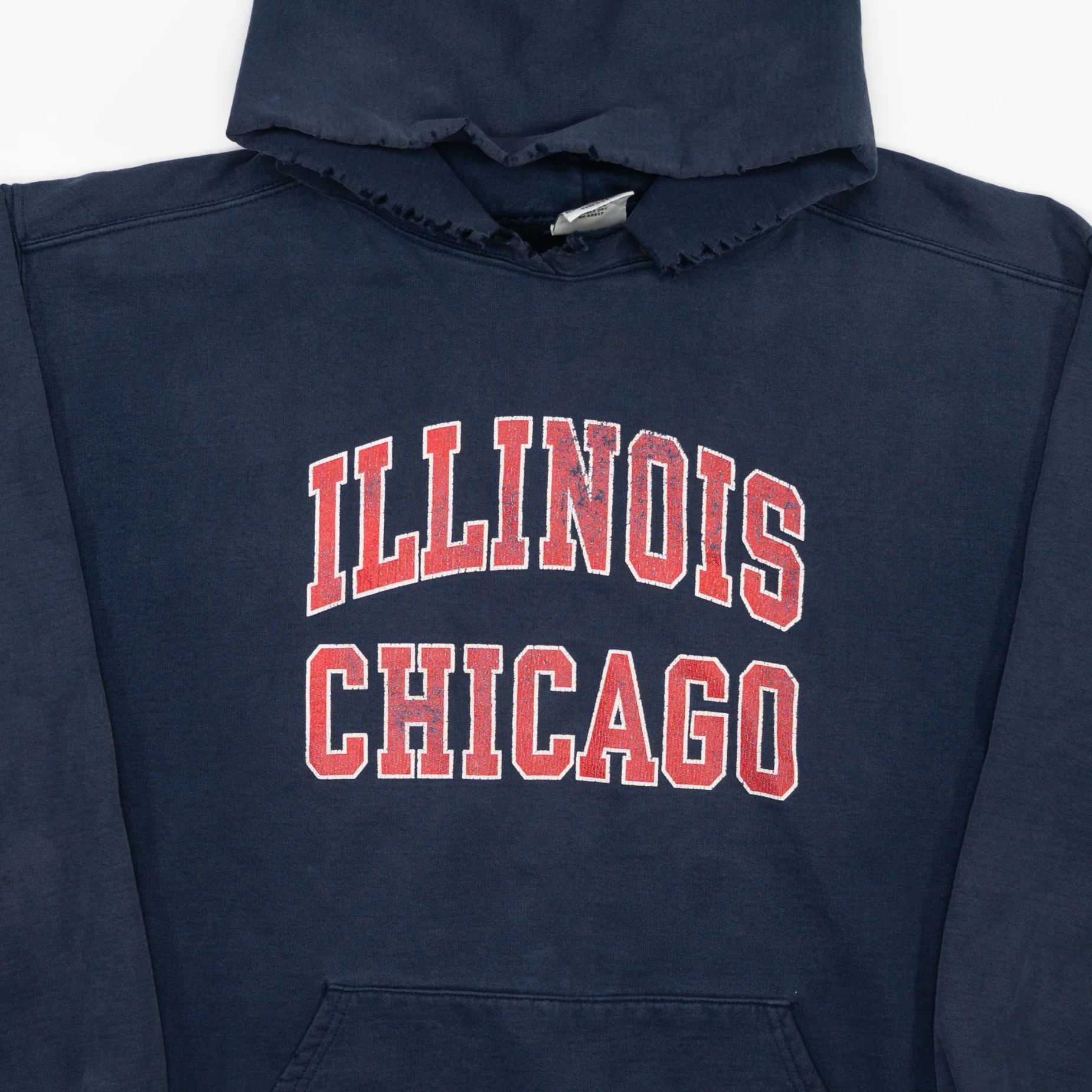 Vintage Washed Blue Rugged Illinois Chicago Hoodie (L/XL) - Image 2