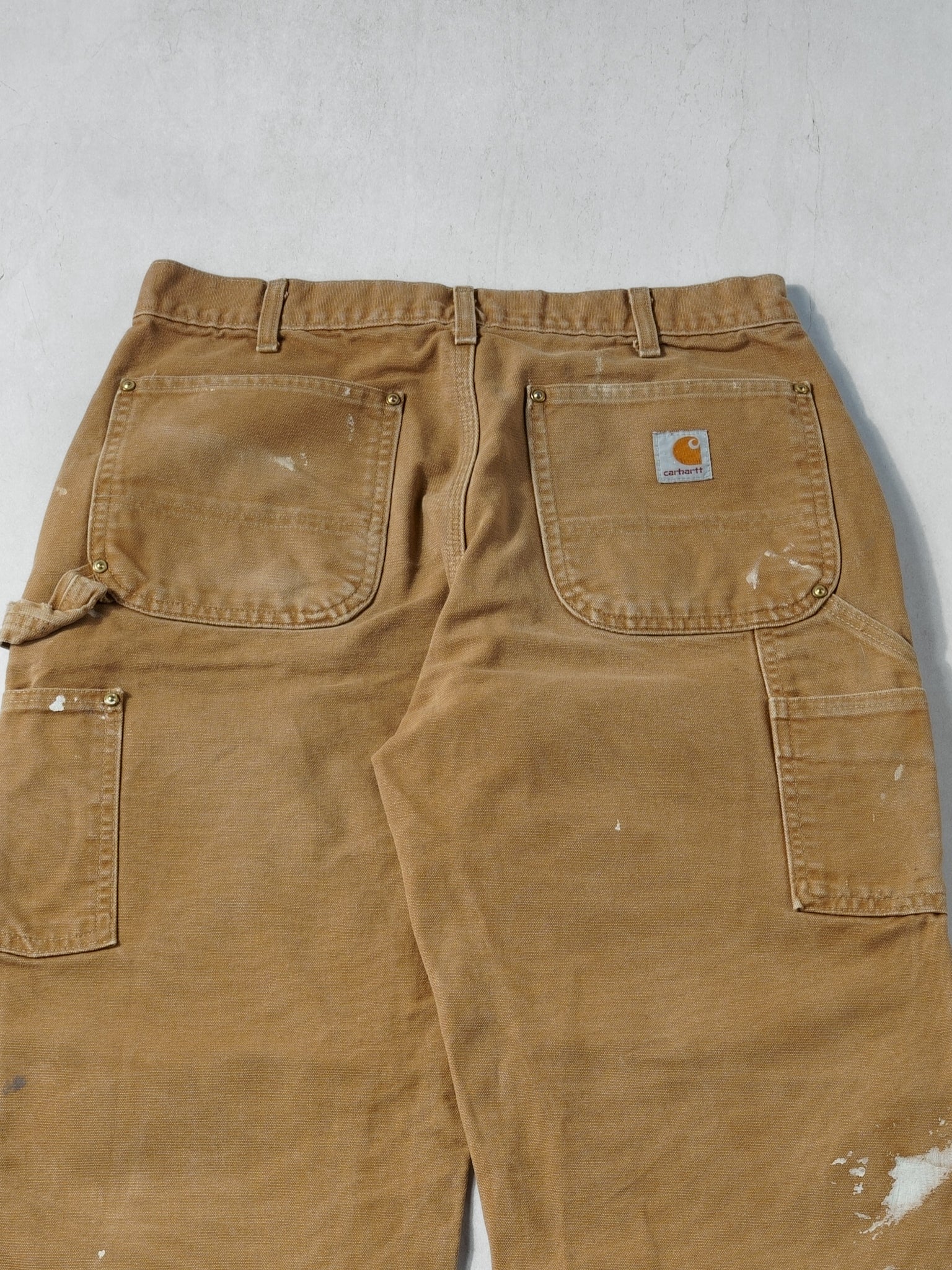 Vintage 90s Khaki Carhartt Double Knee Carpenter Pants (30x29) - Image 4