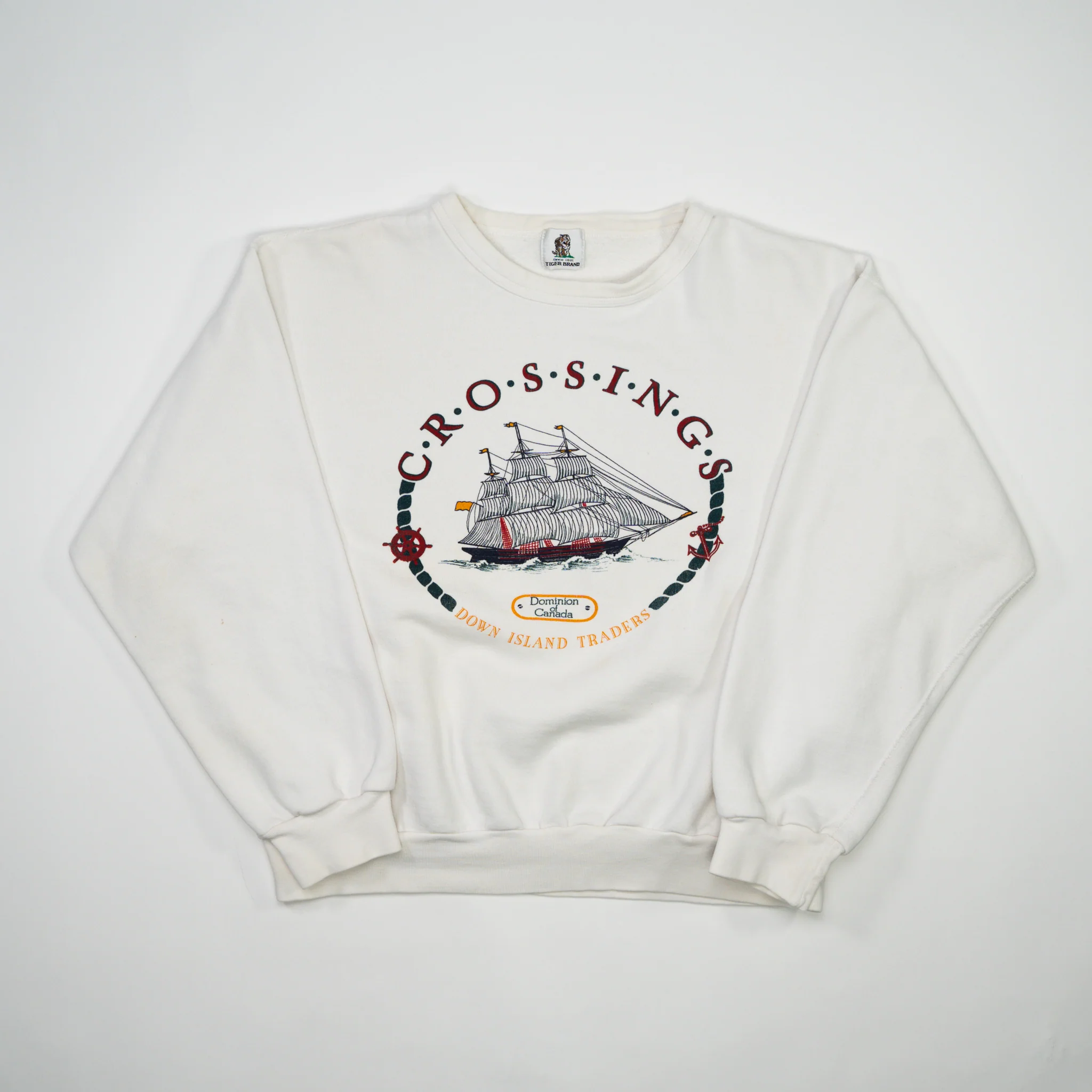 Vintage White Crossings Down Island Traders Crewneck (S)