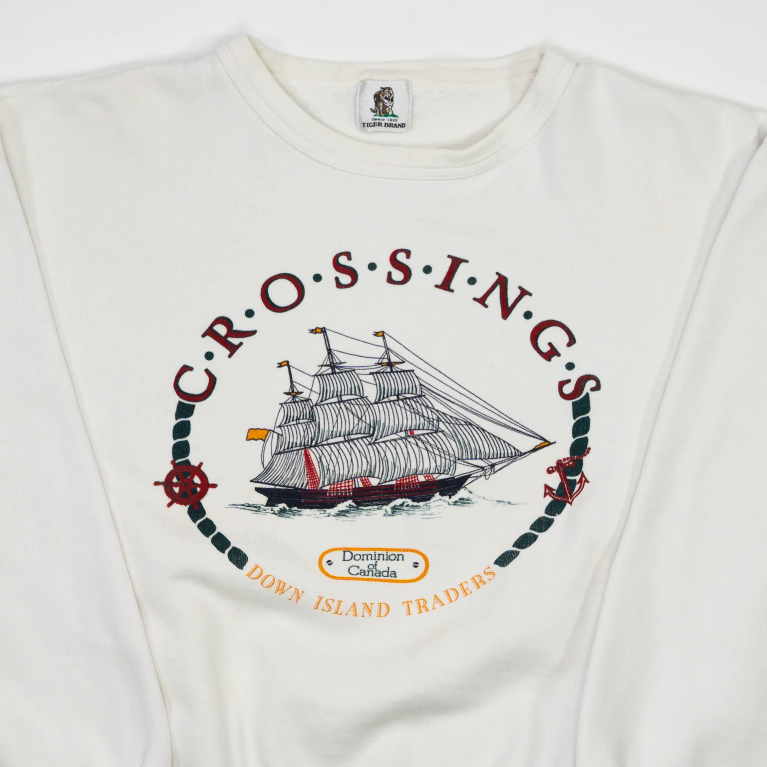 Vintage White Crossings Down Island Traders Crewneck (S) - Image 2