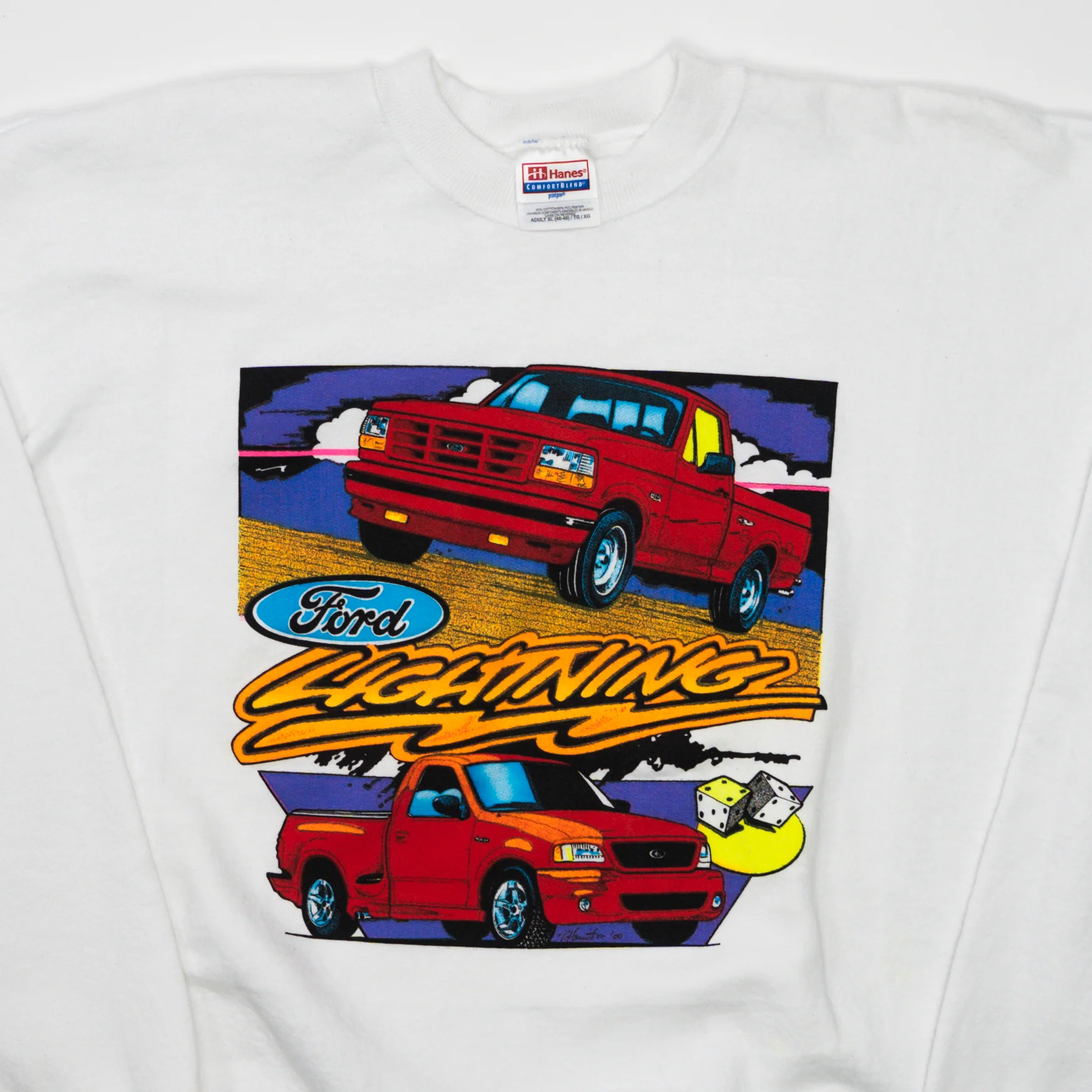 Vintage White Ford Lightning Crewneck (XL) - Image 2