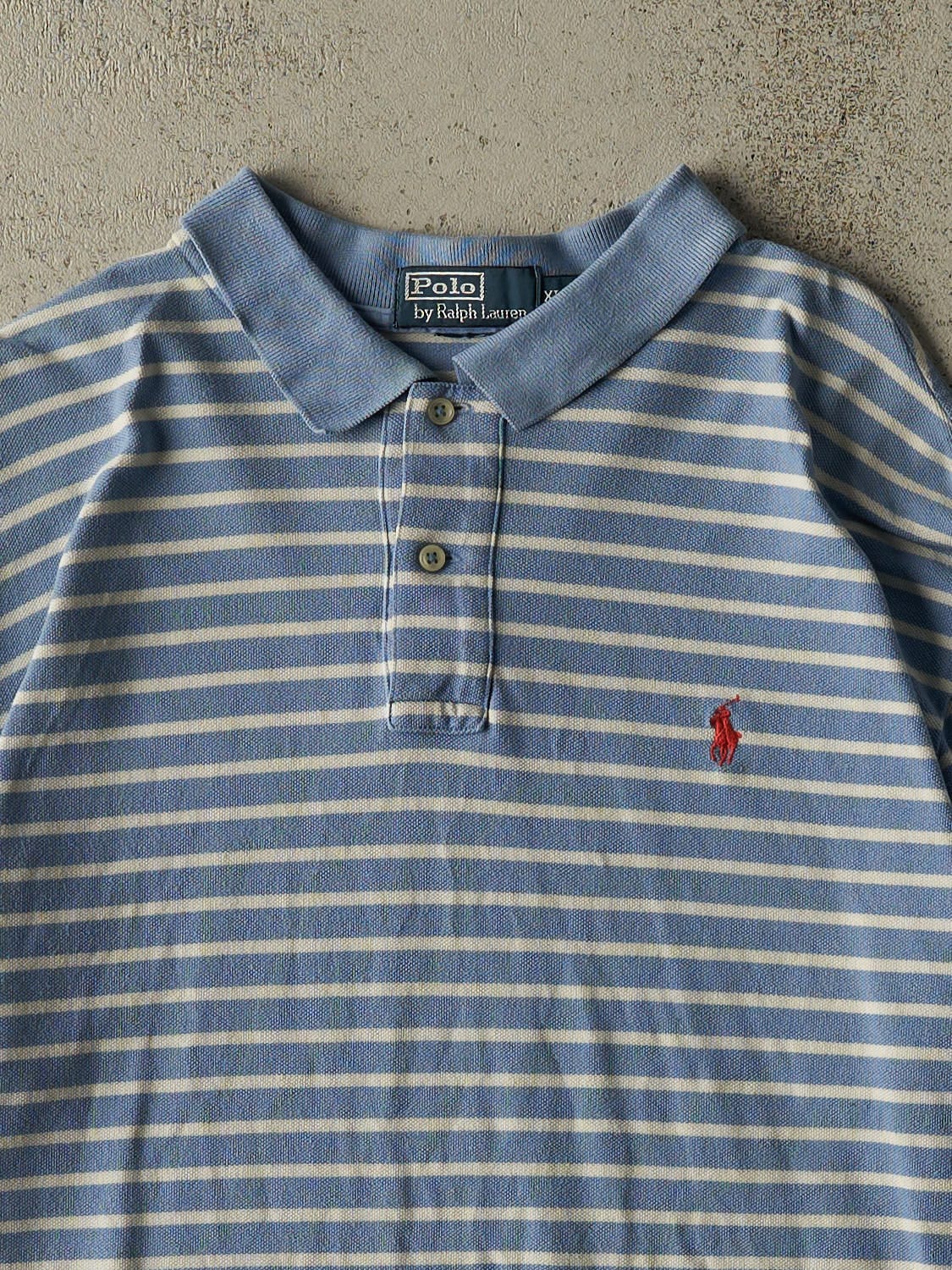 Vintage Y2K Baby Blue Polo Quarter Button Tee (XL) - Image 2