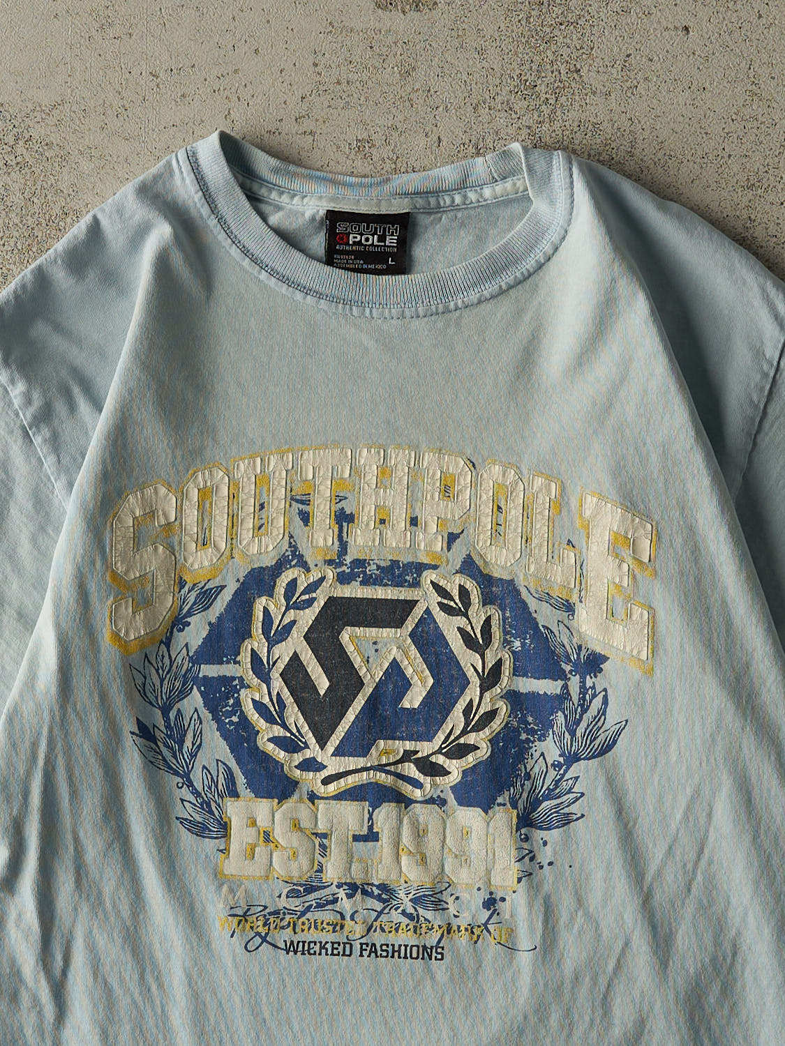 Vintage Y2K Baby Blue South Pole Tee (S/M) - Image 2