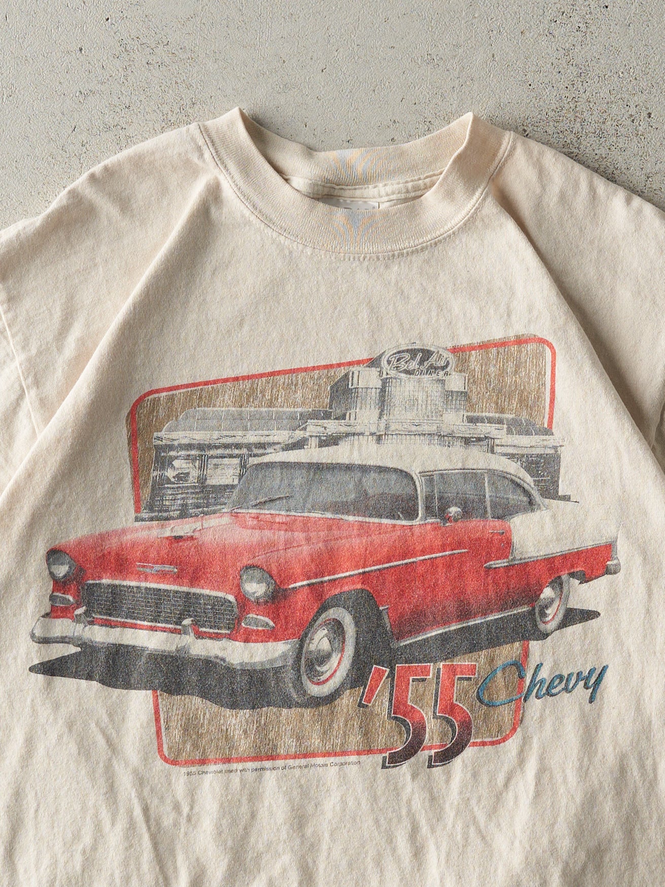 Vintage Y2K Beige 55' Chevy Tee (S/M) - Image 2