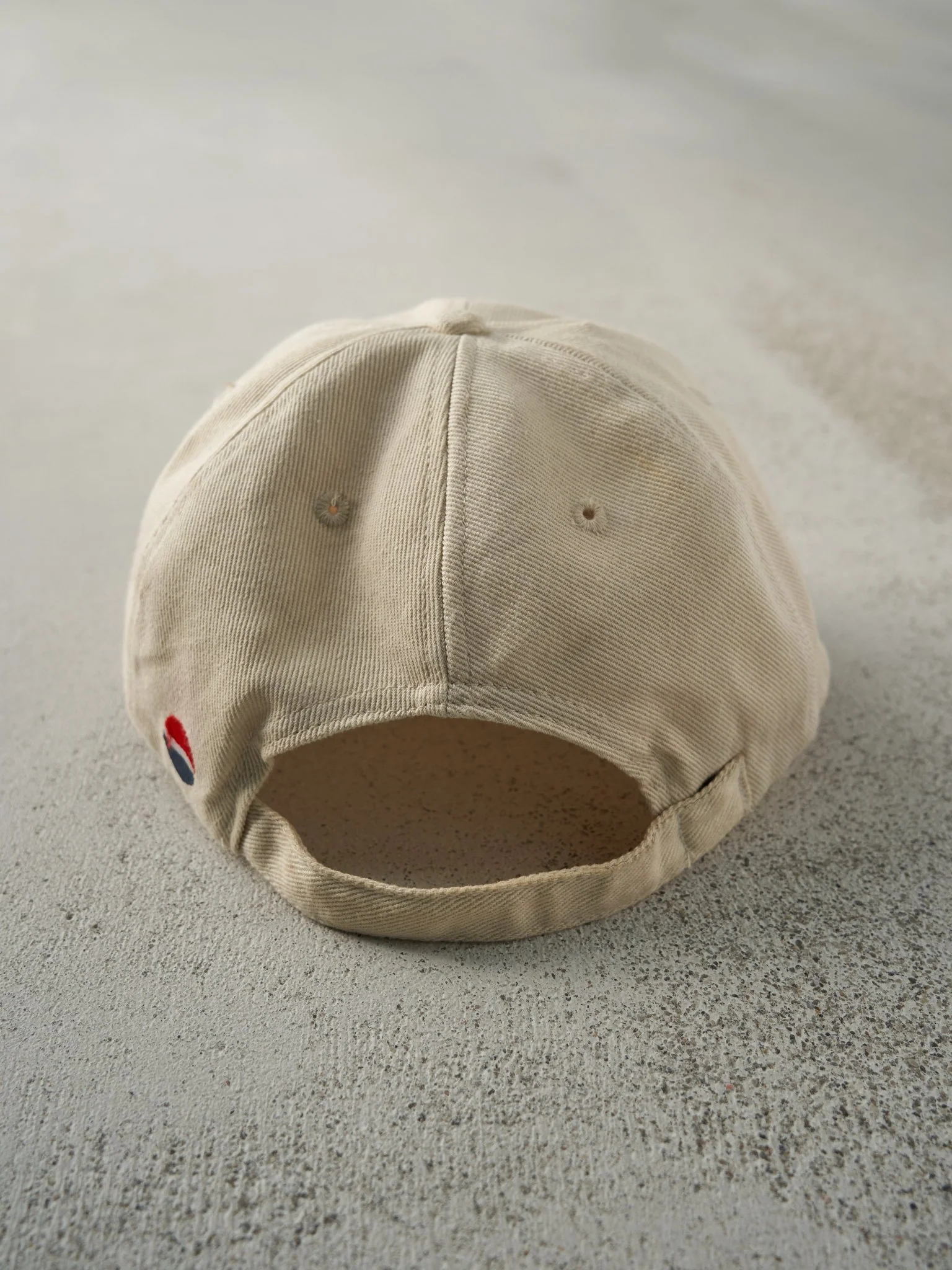 Vintage Y2K Beige & Blue Embroidered Pepsi Strapback Hat (7 5/8) - Image 3