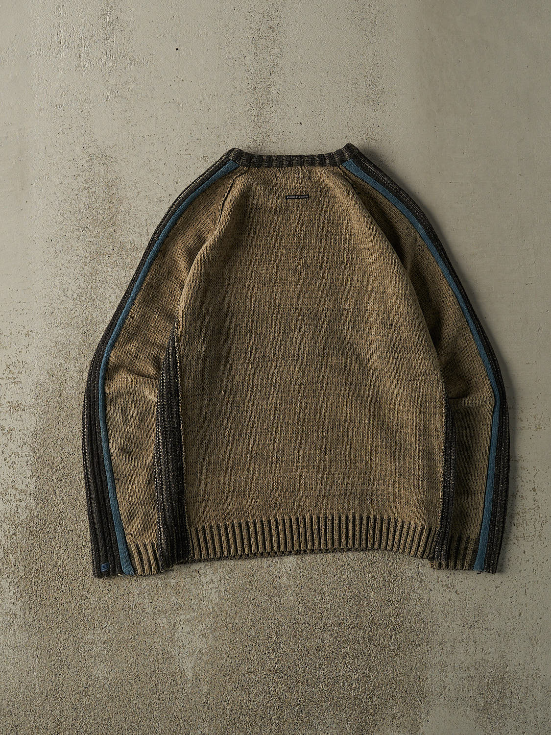 Vintage Y2K Beige & Blue Point Zero Knit Pullover (M) - Image 2