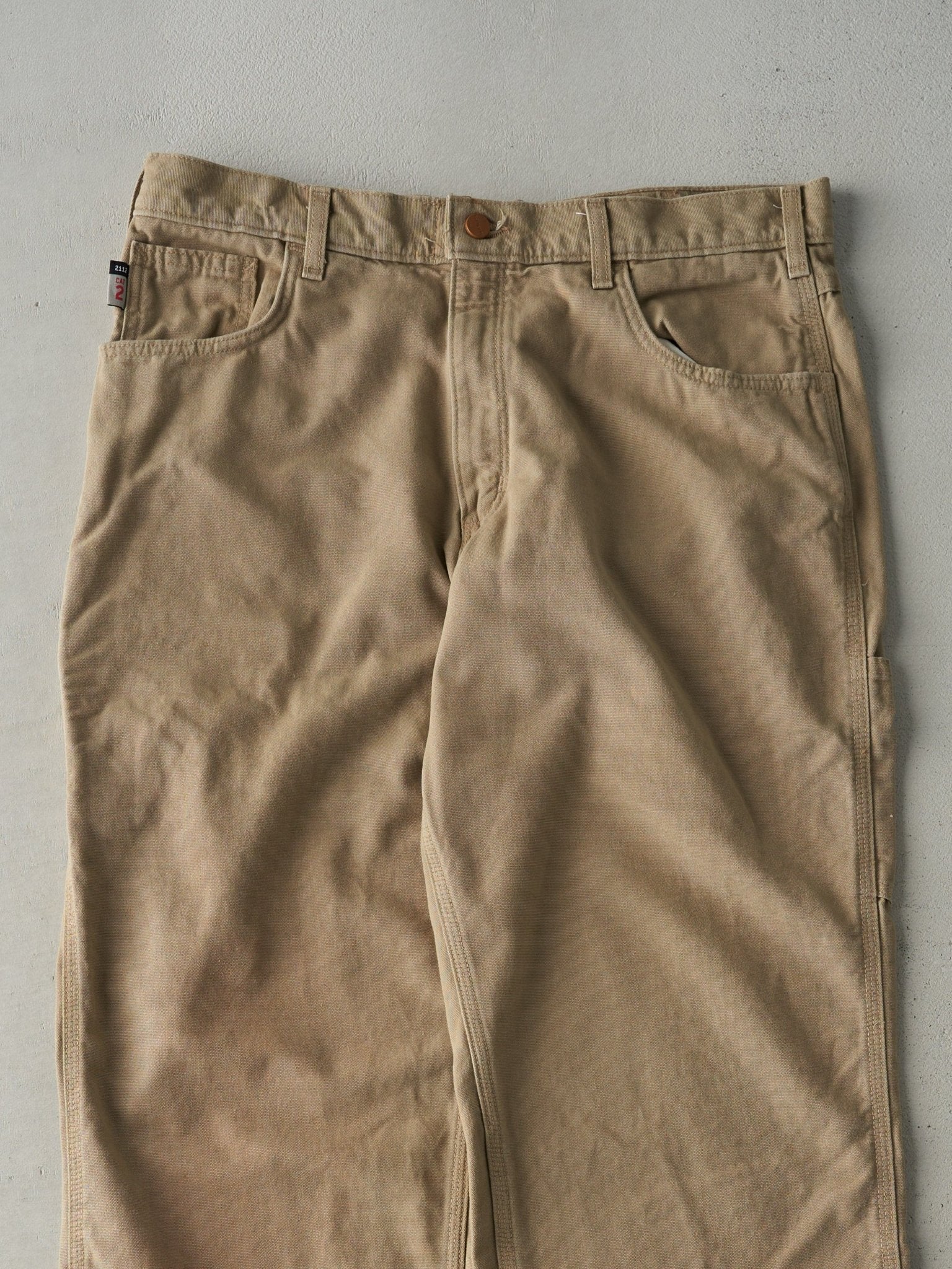 Vintage Y2K Beige Carhartt Cat 2 Fire Resistant Work Pants (35x33) - Image 3