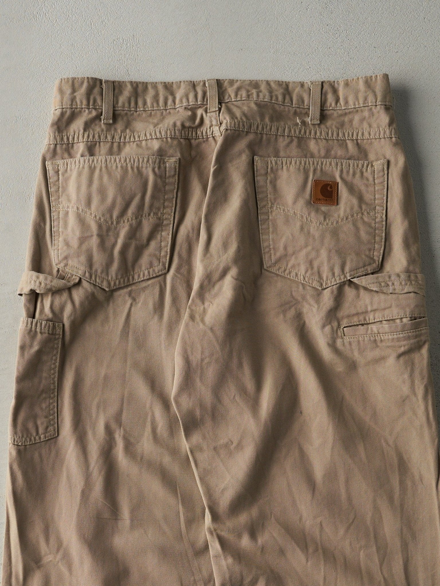 Vintage Y2K Beige Carhartt Light Weight Carpenter Pants (35x33) - Image 4