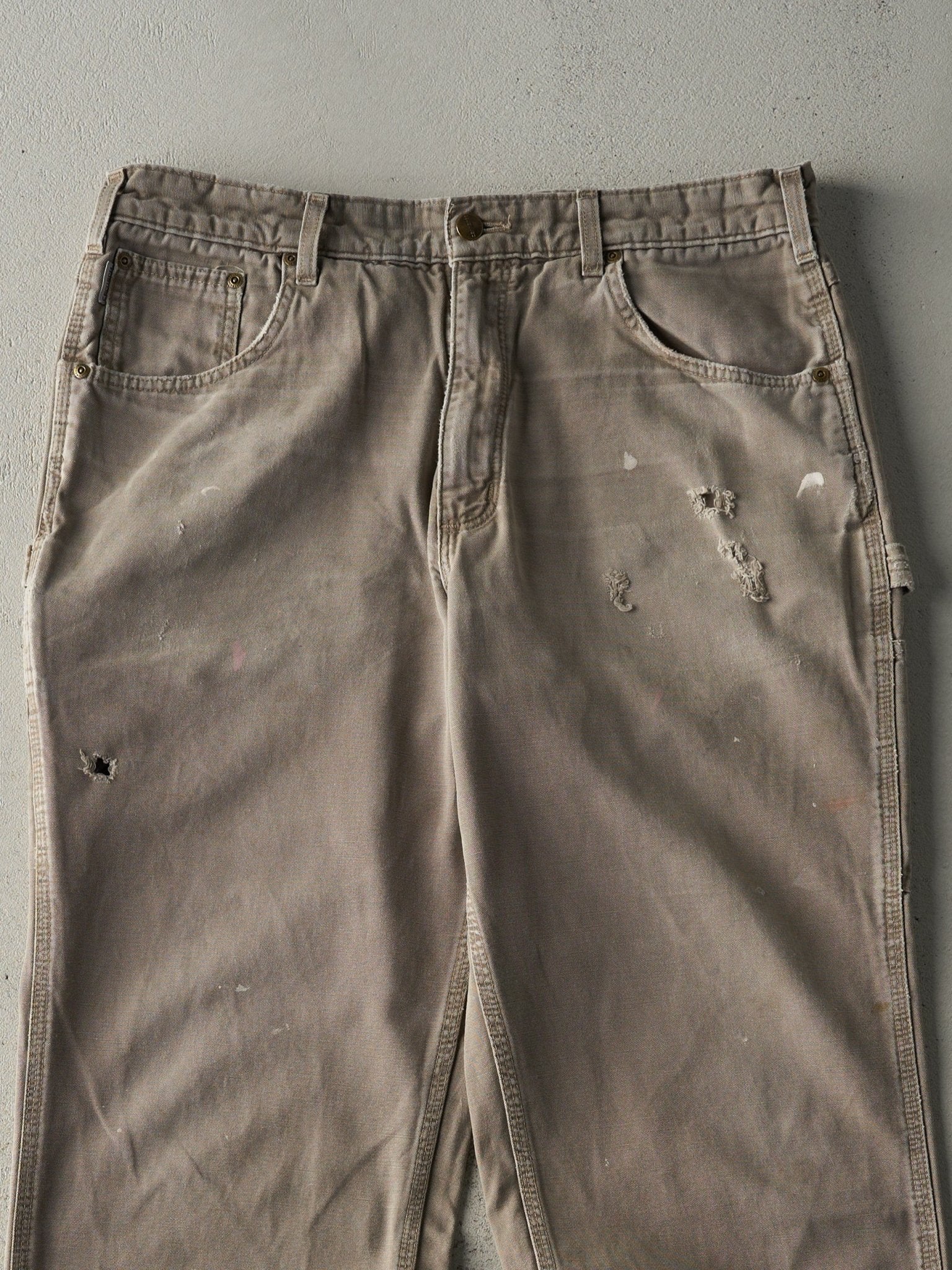 Vintage Y2K Beige Carhartt Lightweight Carpenter Pants (35.5x31) - Image 3