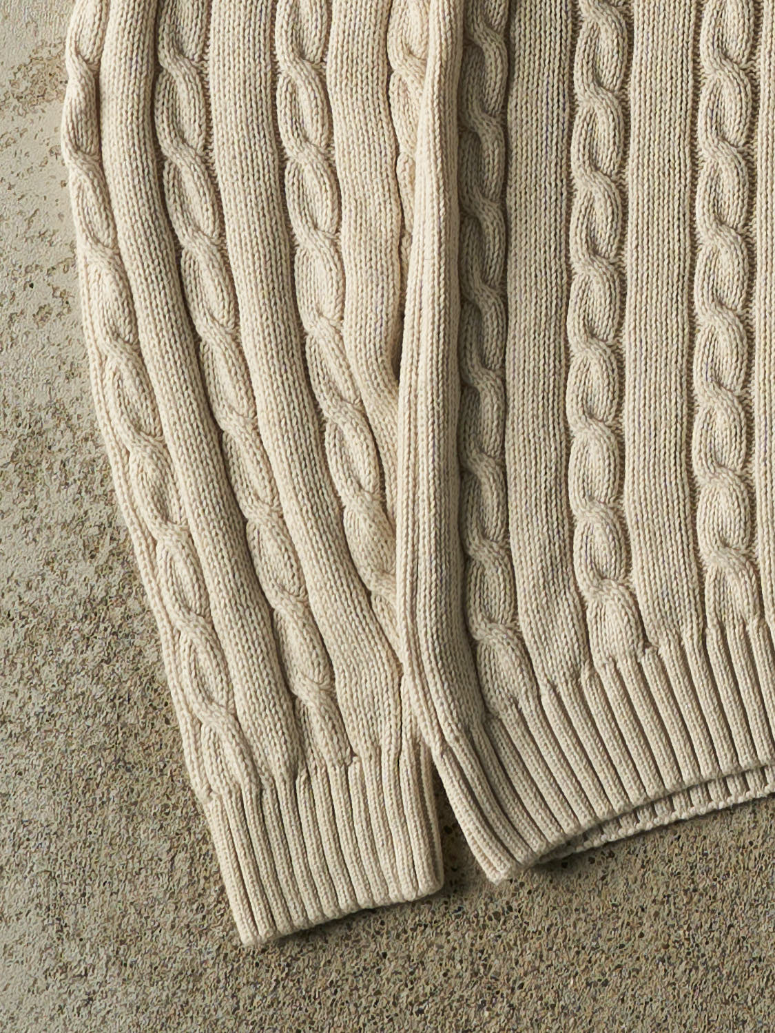 Vintage Y2K Beige Chaps Cable Knit Sweater (L/XL) - Image 3
