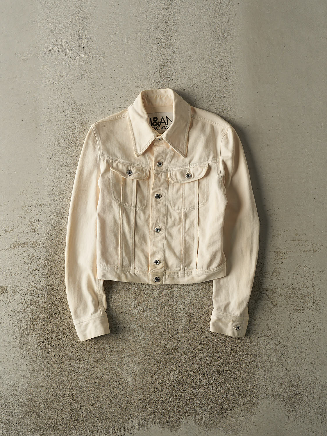 Vintage Y2K Beige Dolce & Gabbana Denim Jacket (XXS/XS)
