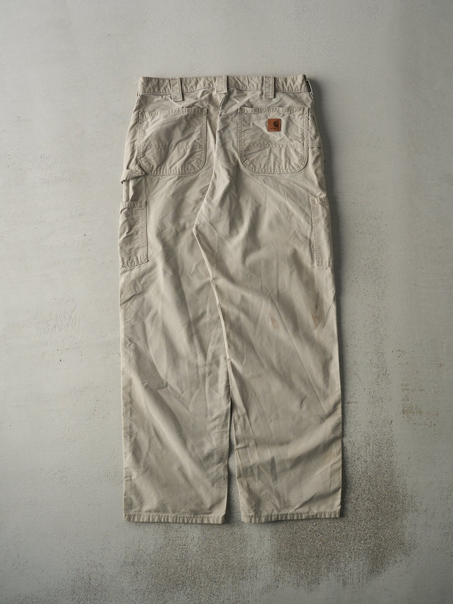 Vintage Y2K Beige Dungaree Fit Carhartt Light Weight Carpenter Pants (35.5x31.5) - Image 2