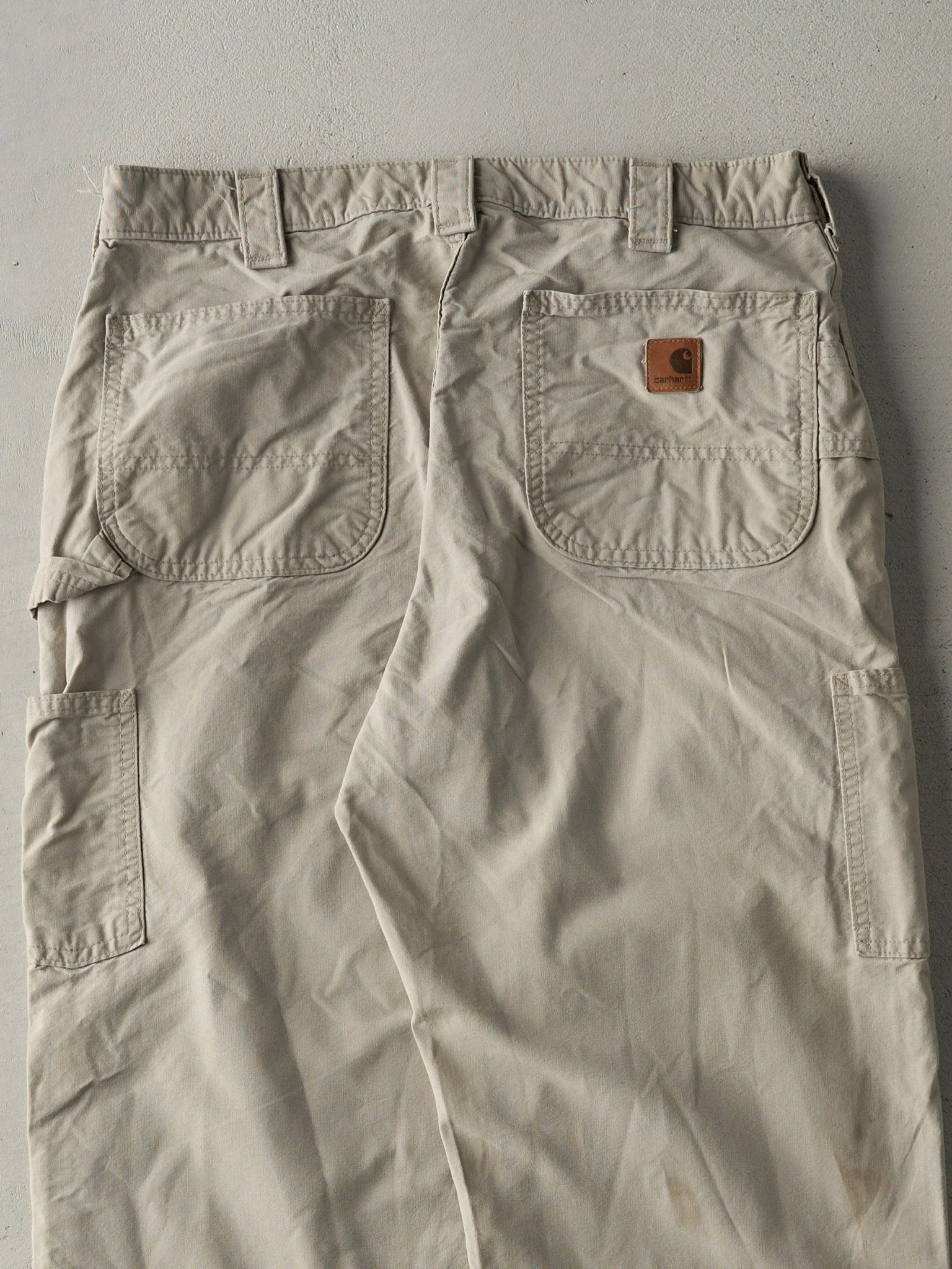 Vintage Y2K Beige Dungaree Fit Carhartt Light Weight Carpenter Pants (35.5x31.5) - Image 4