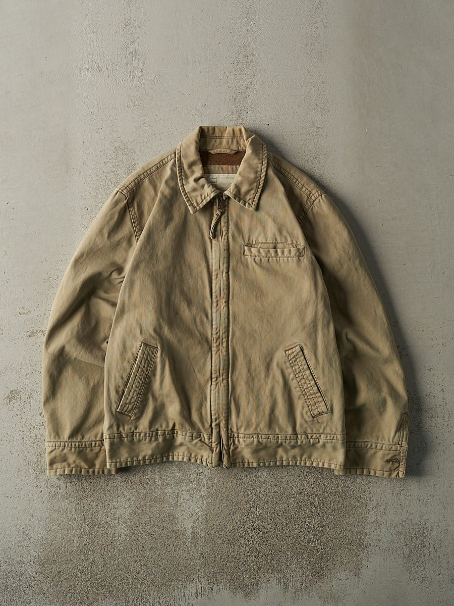 Vintage Y2K Beige Fleece Lined Work Style Jacket (L)