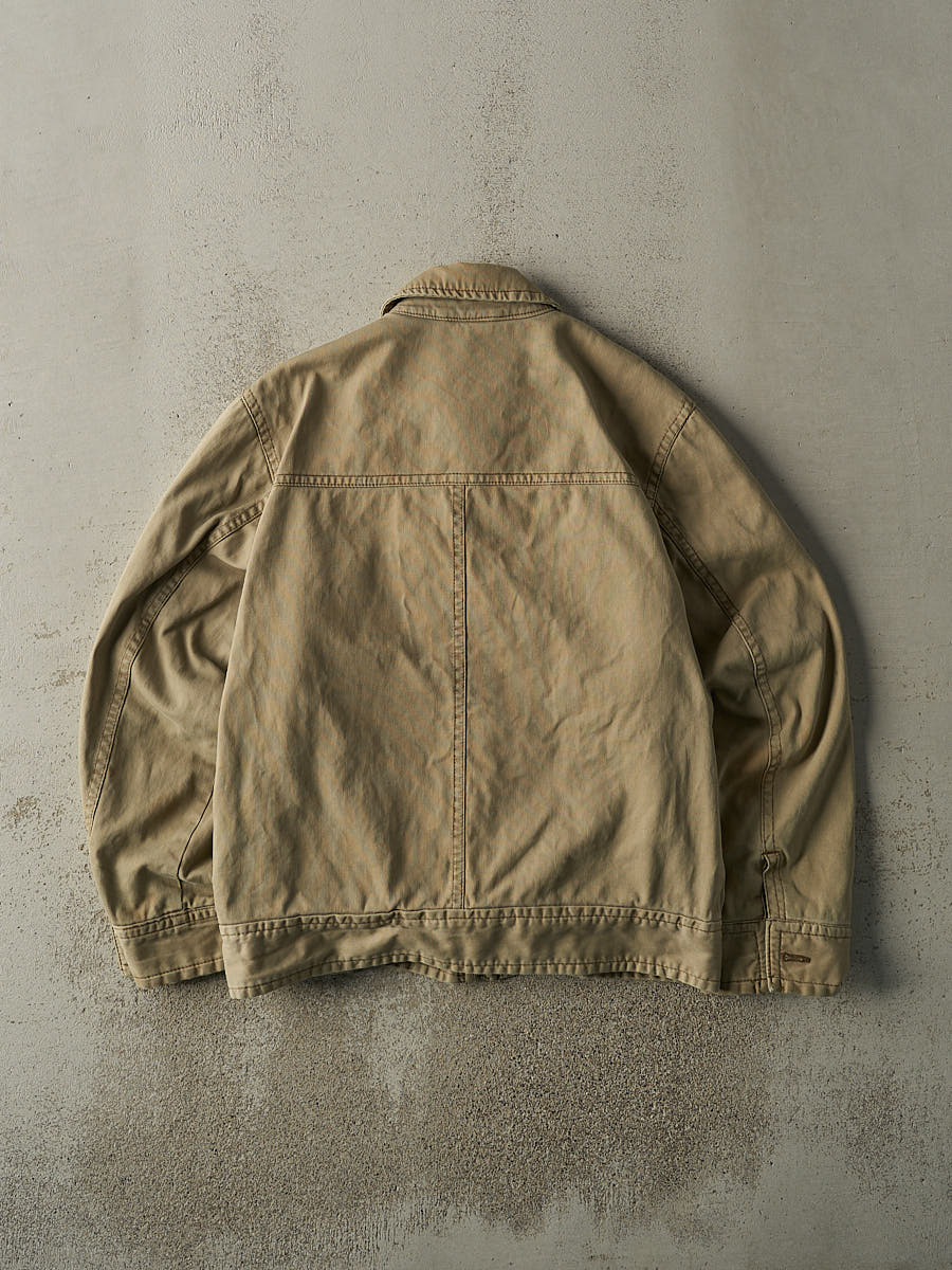 Vintage Y2K Beige Fleece Lined Work Style Jacket (L) - Image 3