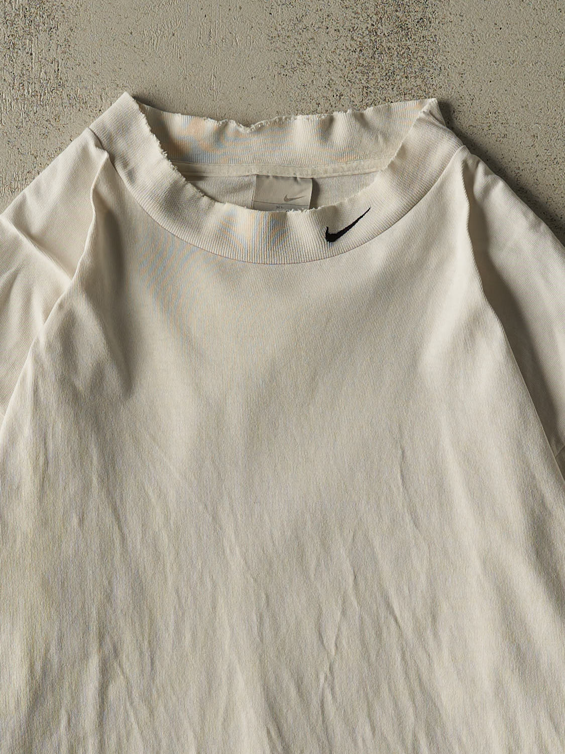 Vintage Y2K Beige Nike Embroidered Mock Neck Long Sleeve (XL/XXL) - Image 2