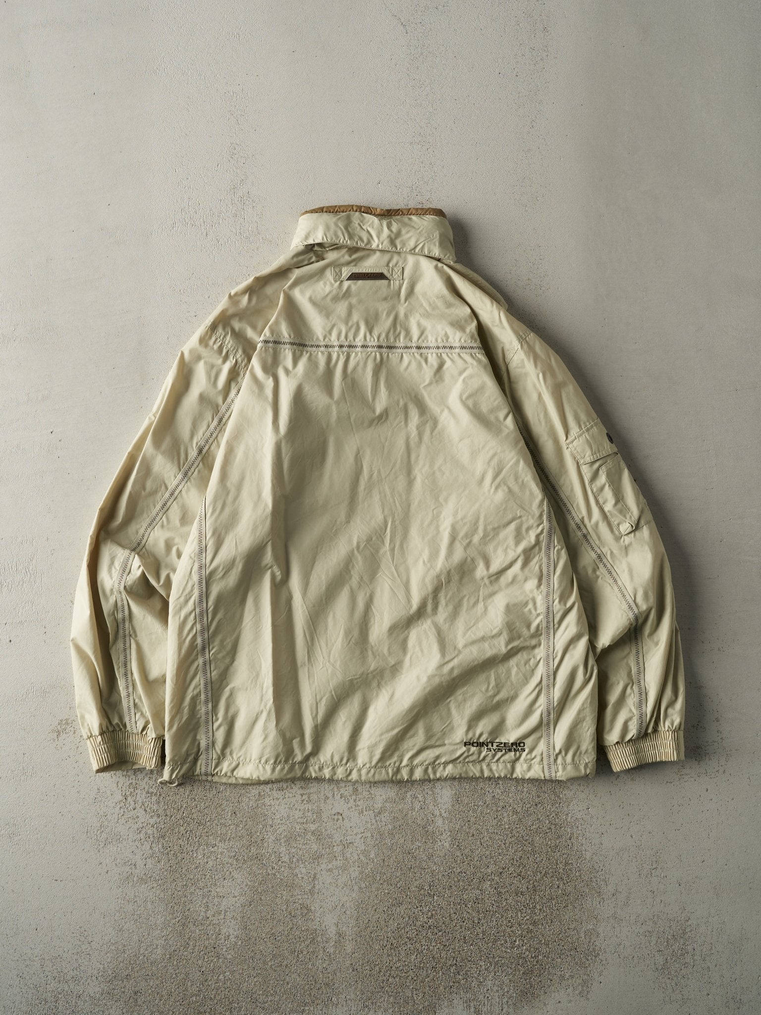 Vintage Y2K Beige Point Zero Windbreaker Jacket (L) - Image 2