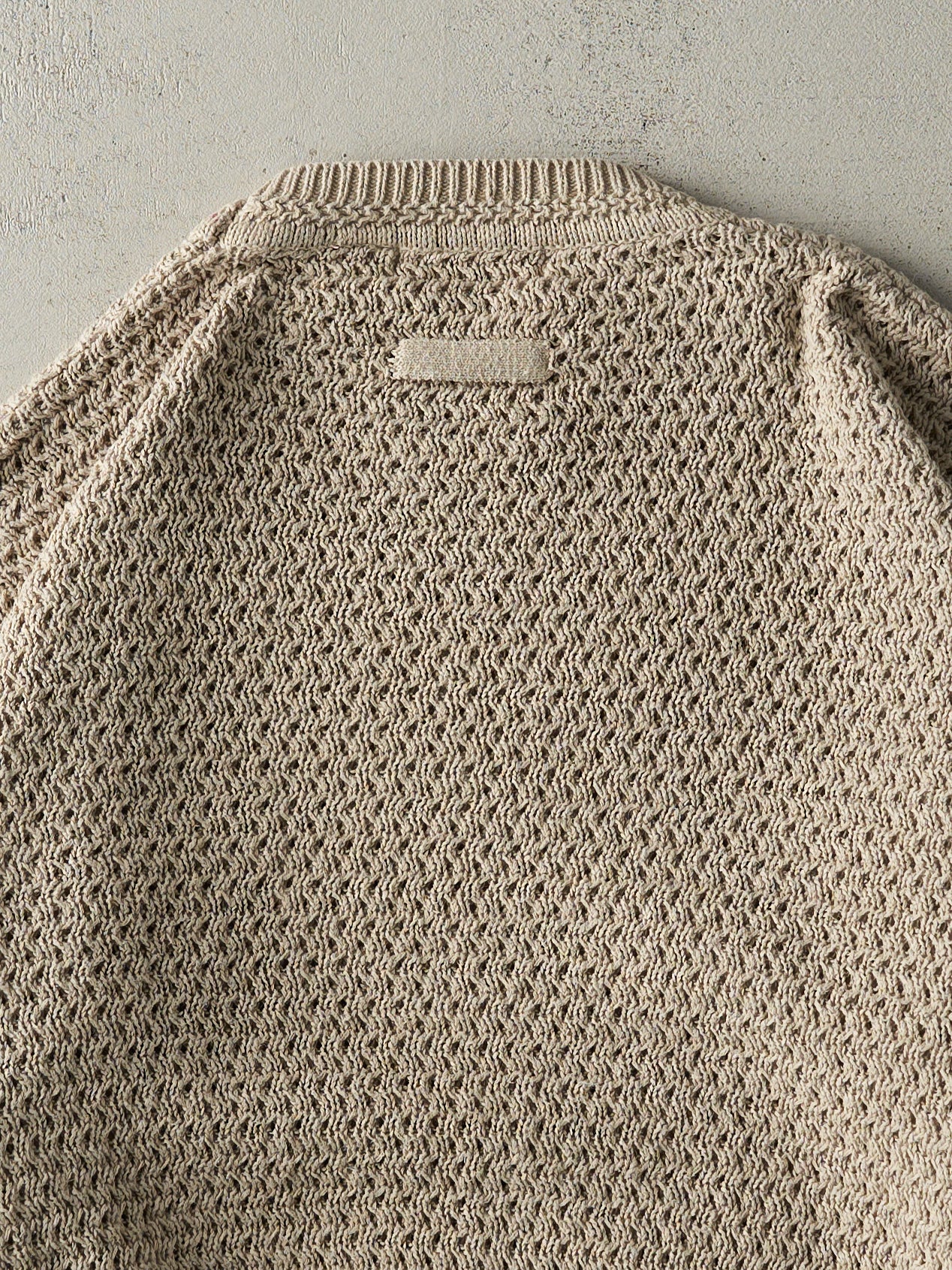Vintage Y2K Beige Weave Patterned Knit Pullover (XL) - Image 5