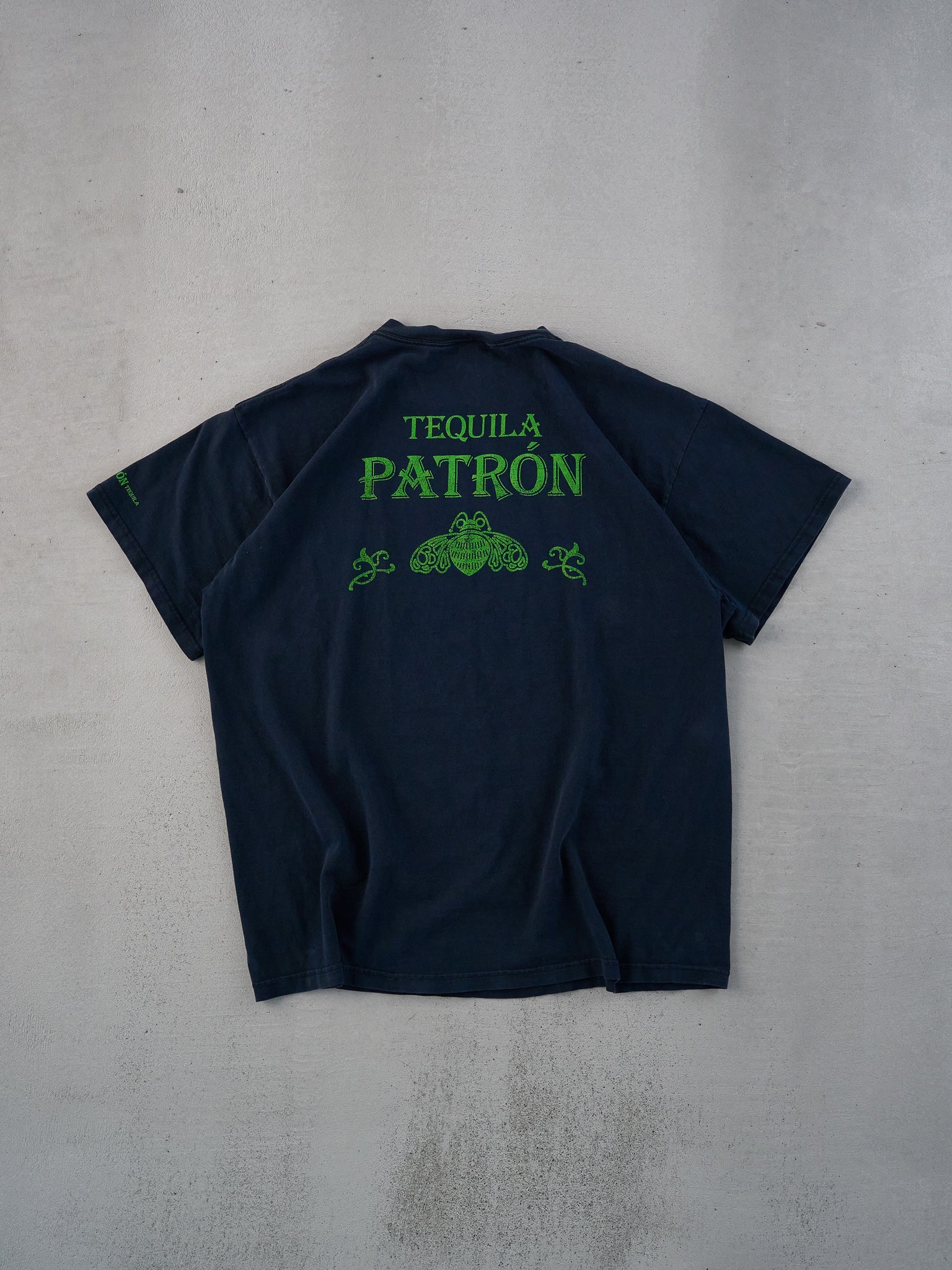 Vintage Y2k Black and Green Tequila Patron Graphic Tee (M) - Image 2