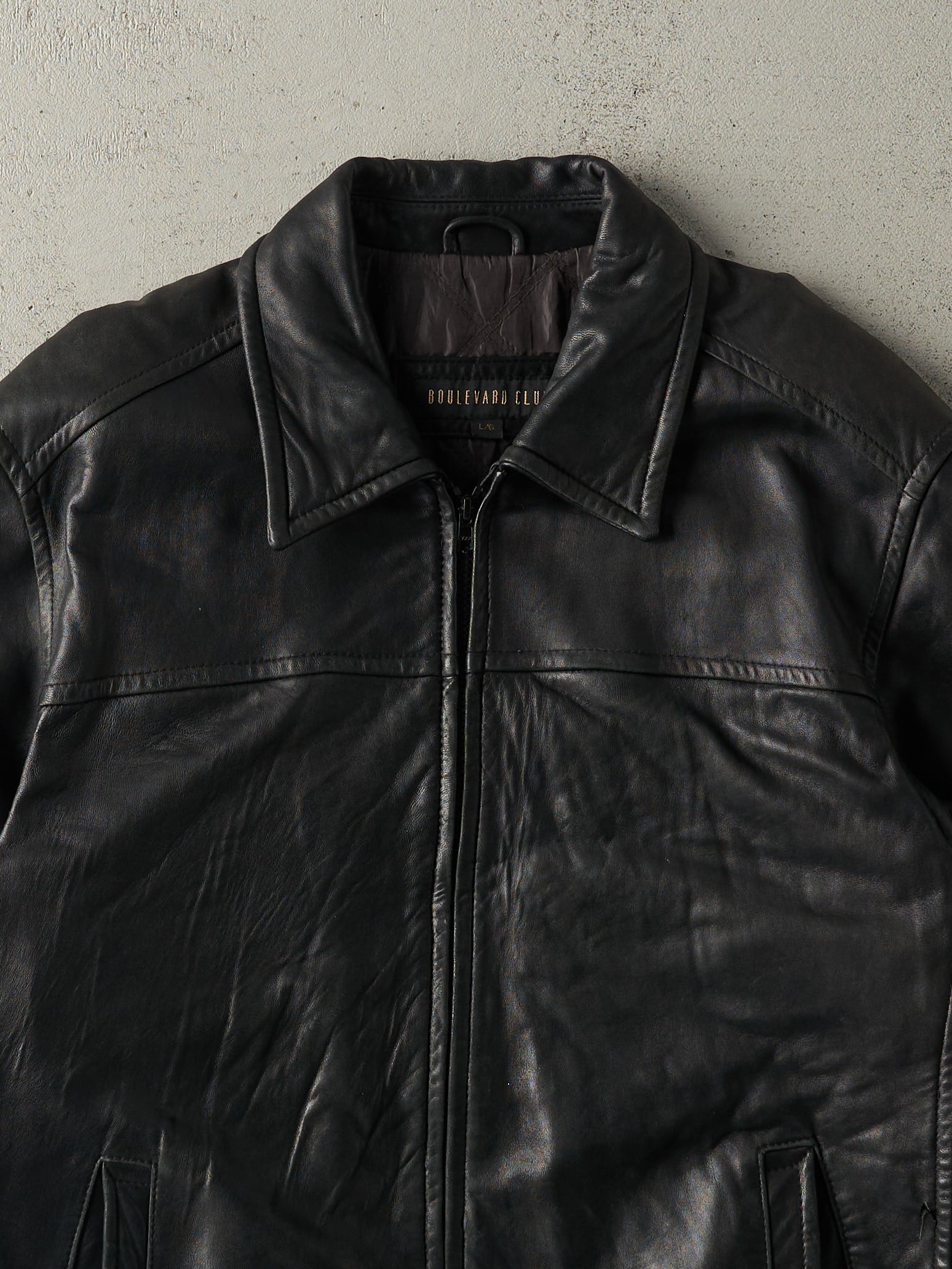 Vintage Y2K Black Boulevard Club Leather Jacket (L) - Image 3