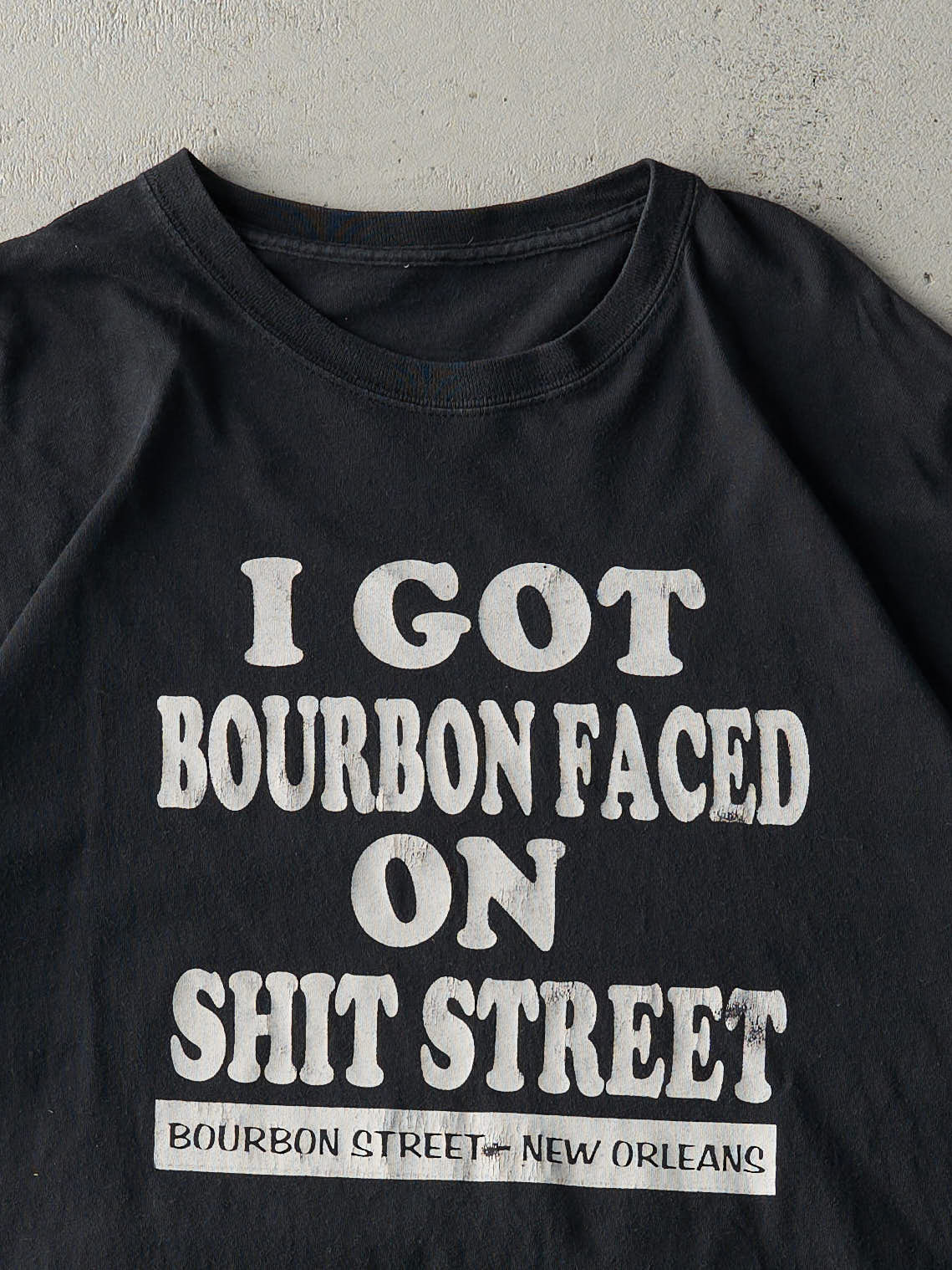 Vintage Y2K Black "Bourbon Street" Slogan Tee (L/XL) - Image 2