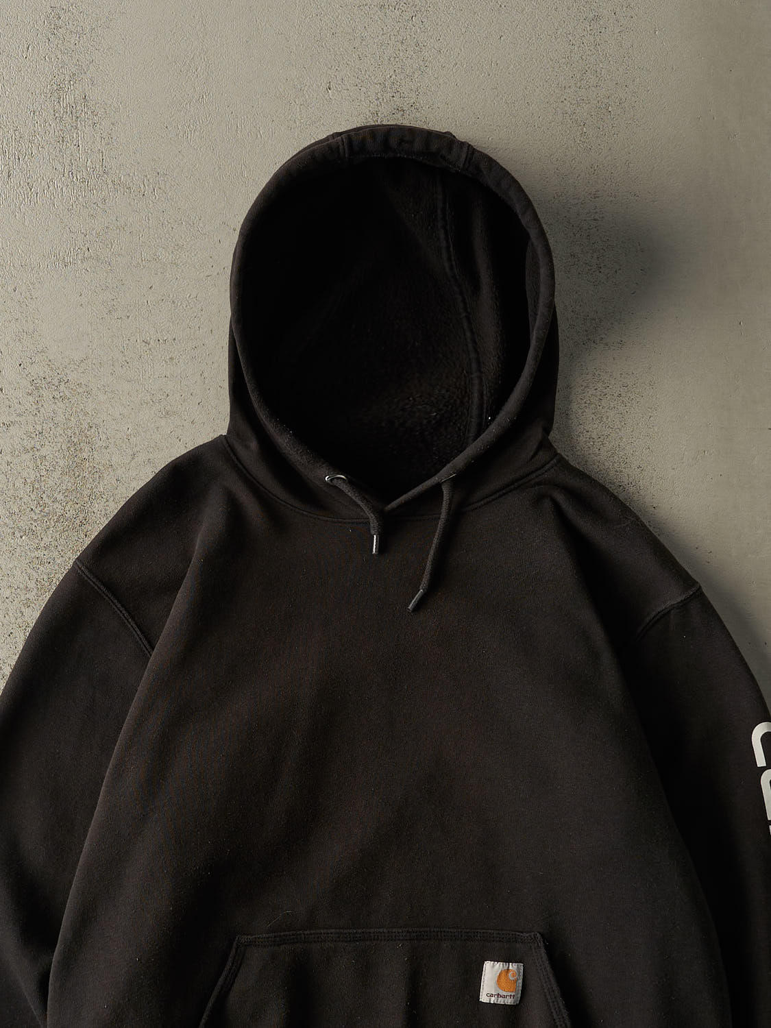 Vintage Y2K Black Carhartt Logo Hoodie (XL) - Image 2