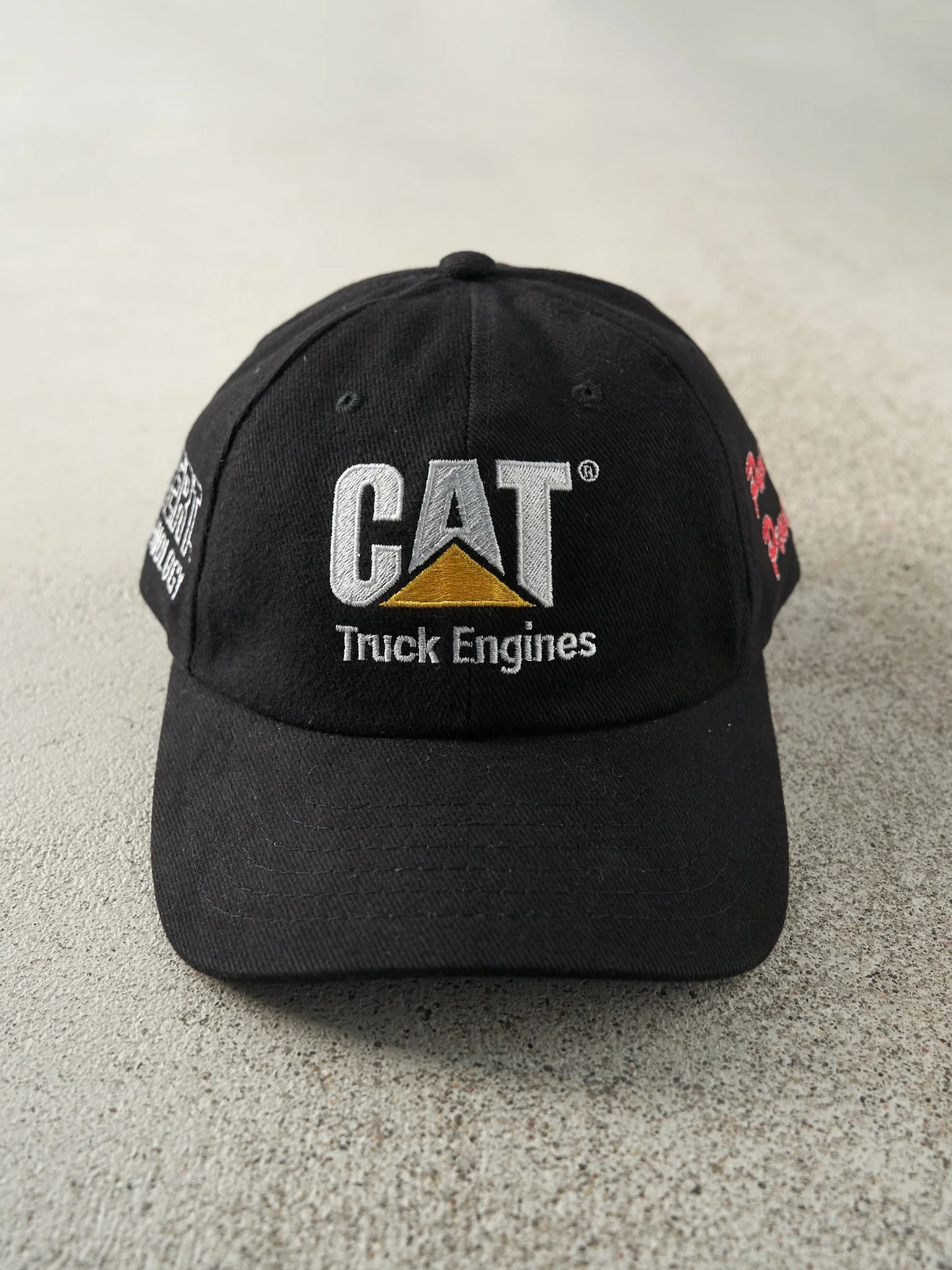 Vintage Y2K Black Cat Truck Engines Embroidered Velcro Hat