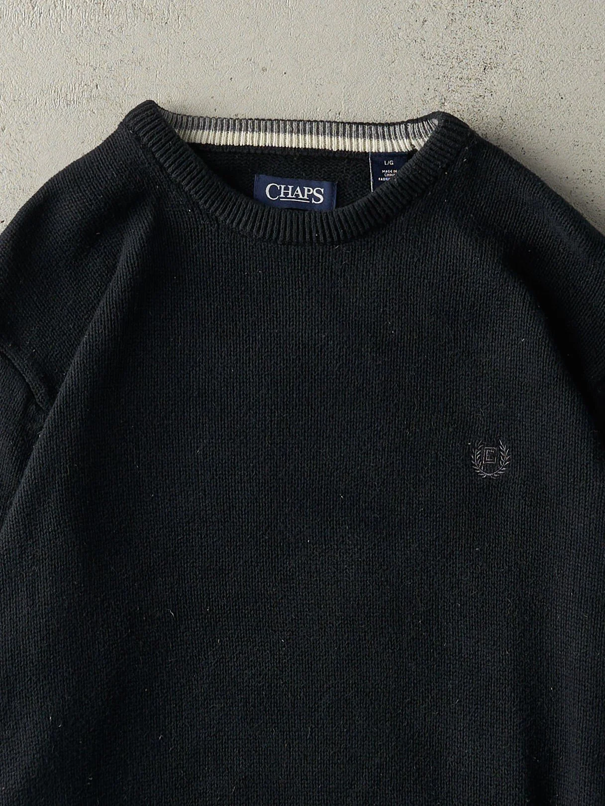 Vintage Y2K Black Chaps Ralph Lauren Knit Sweatshirt (L) - Image 2