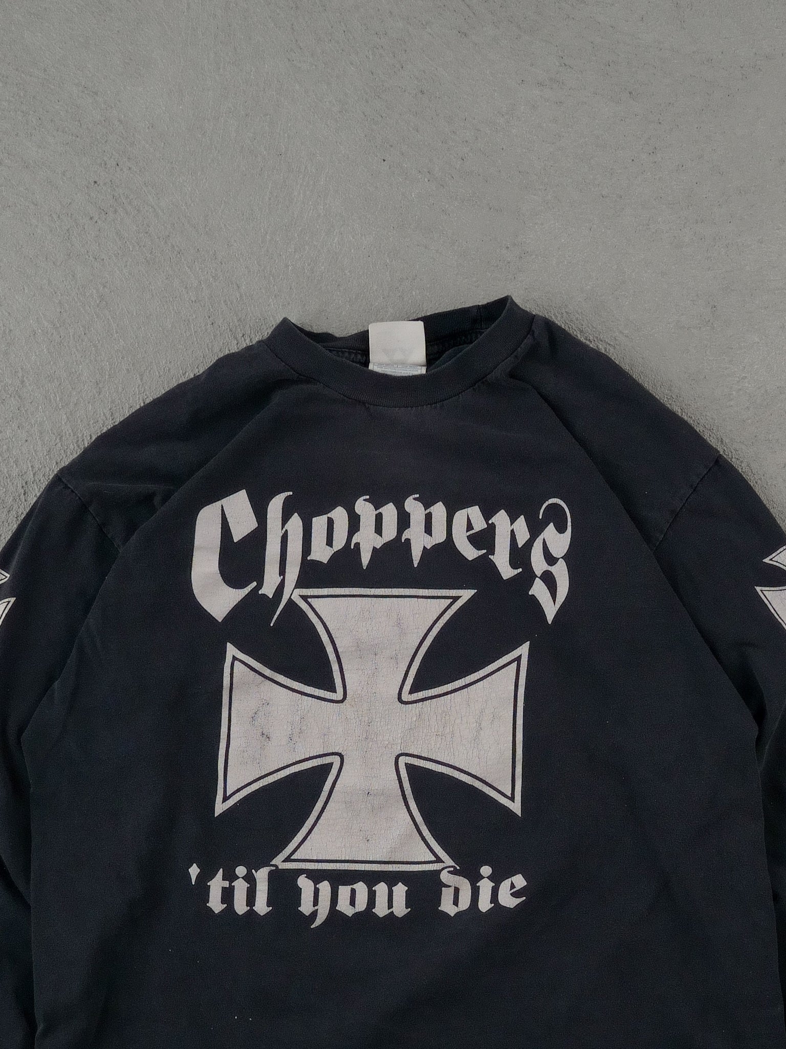 Vintage Y2k Black Choppers 'til you die Graphic Longsleeve (M) - Image 2