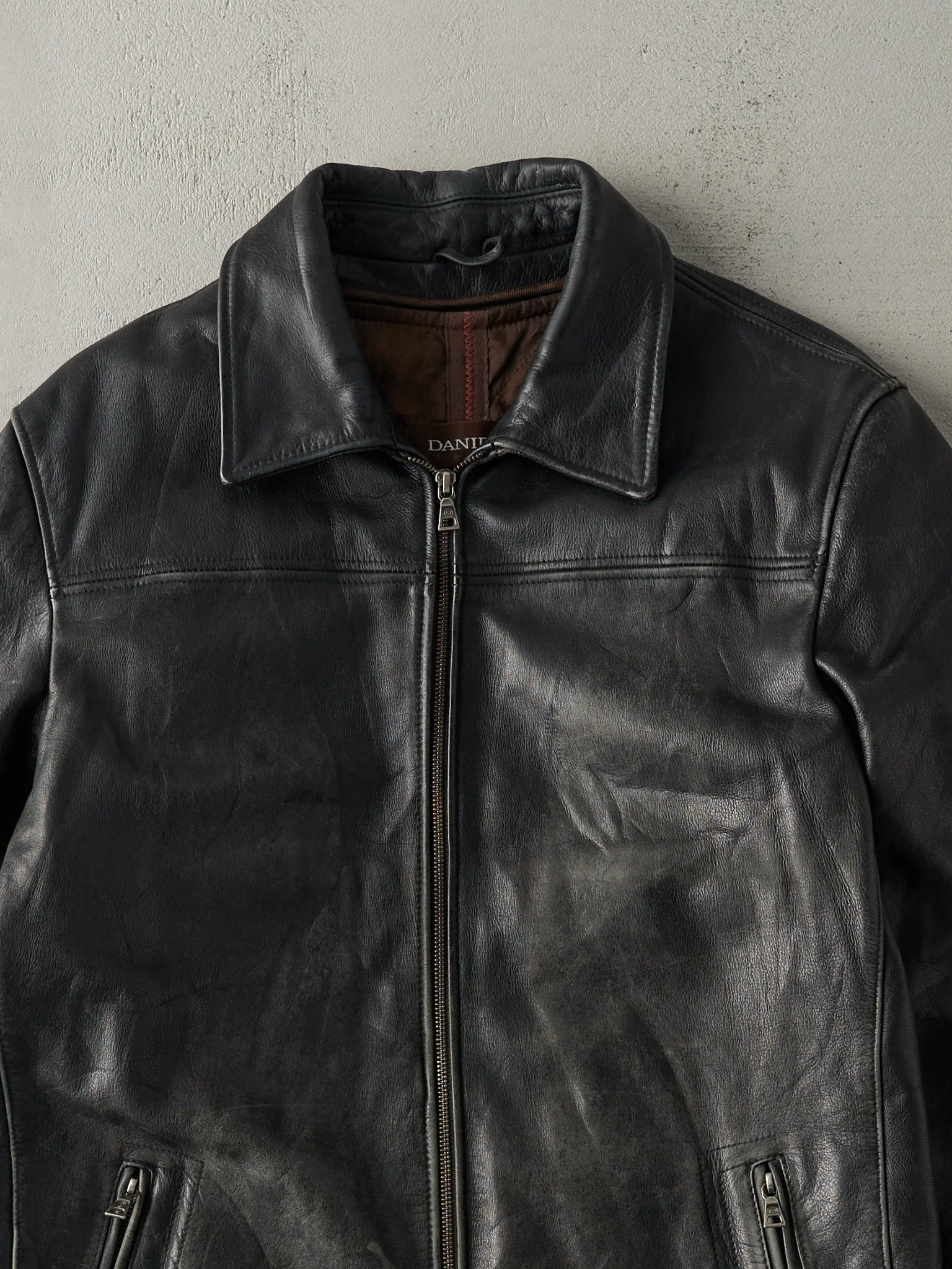 Vintage Y2K Black Danier Leather Jacket (M) - Image 3
