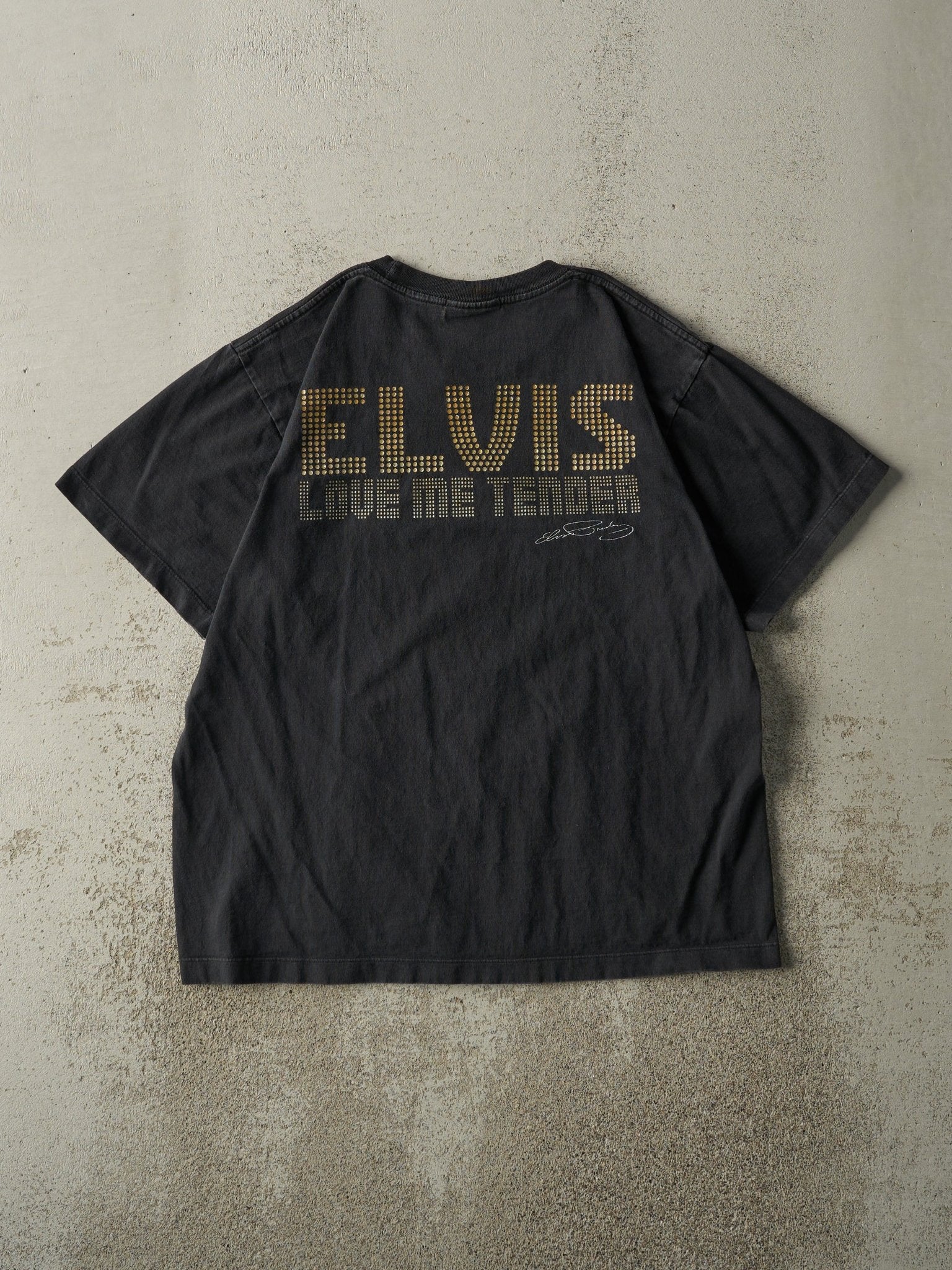 Vintage Y2K Black Elvis Presley Love Me Tender Tee (M/L) - Image 2