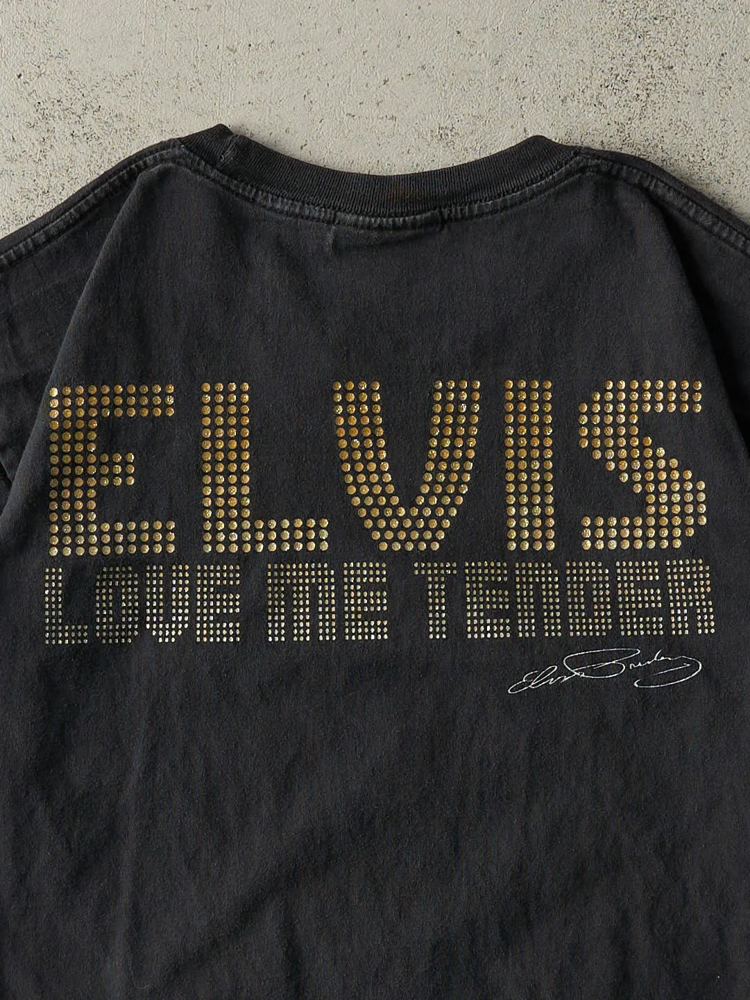 Vintage Y2K Black Elvis Presley Love Me Tender Tee (M/L) - Image 4