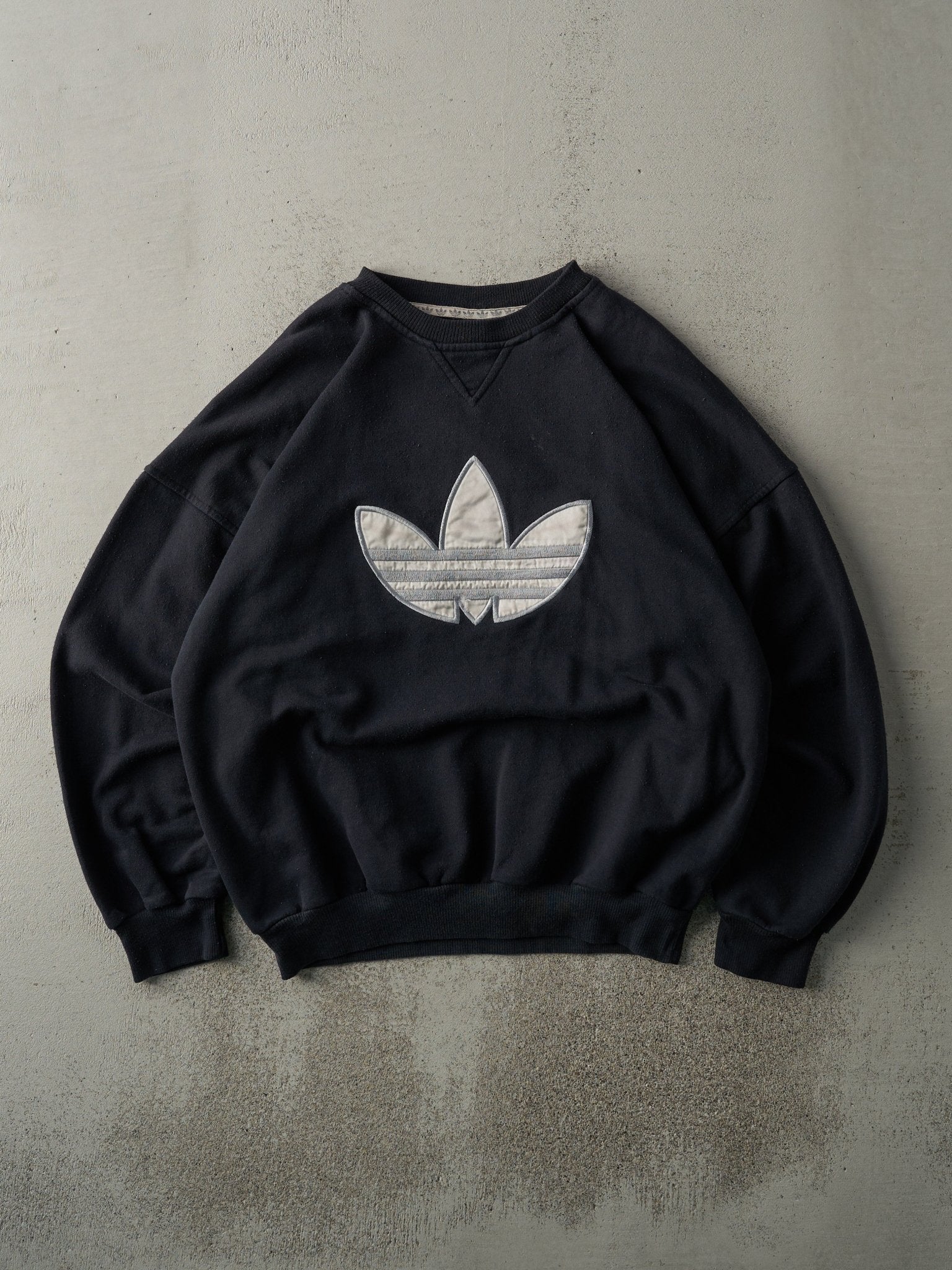 Vintage Y2K Black Embroidered Adidas Crewneck (L)
